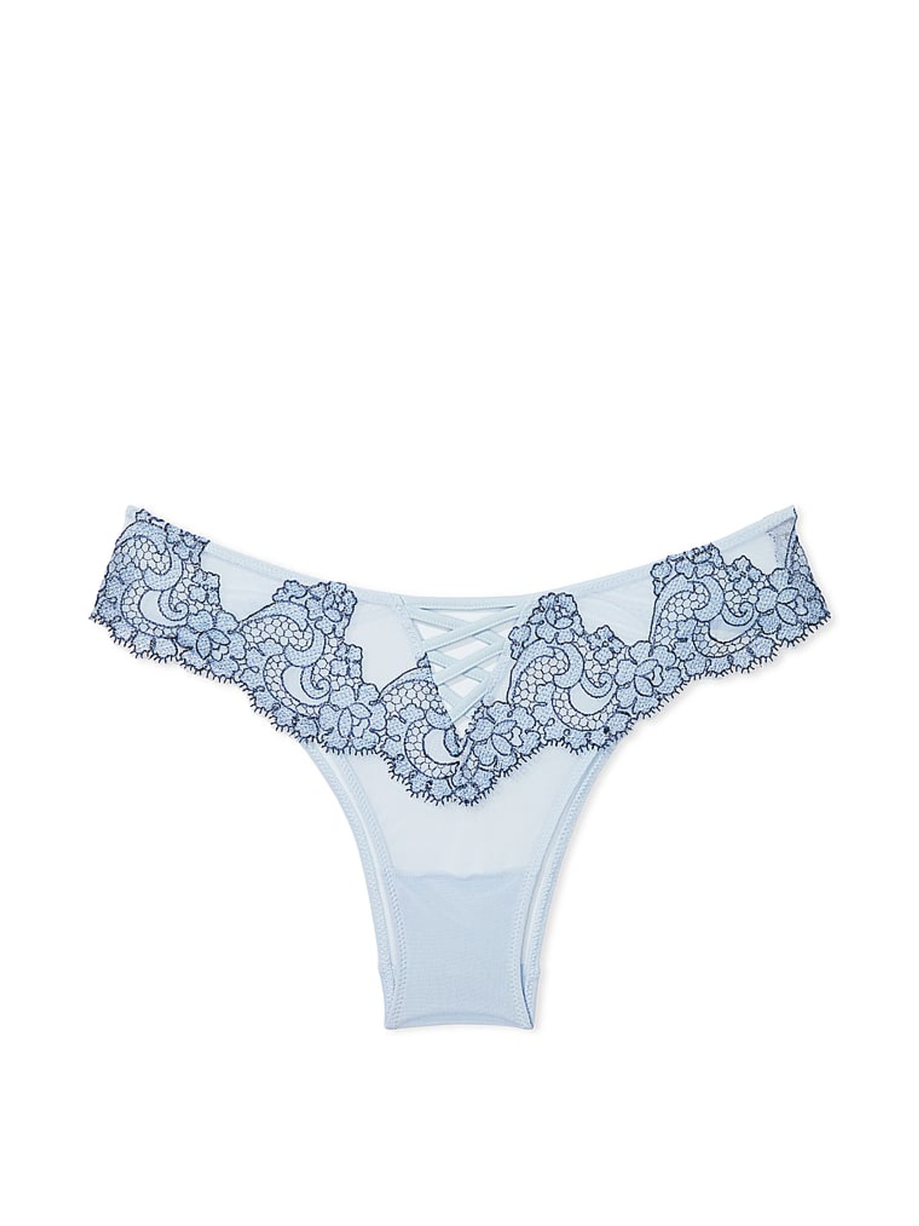 Faded Denim Blue Brazilian Embroidered Knickers - Image 3 of 3