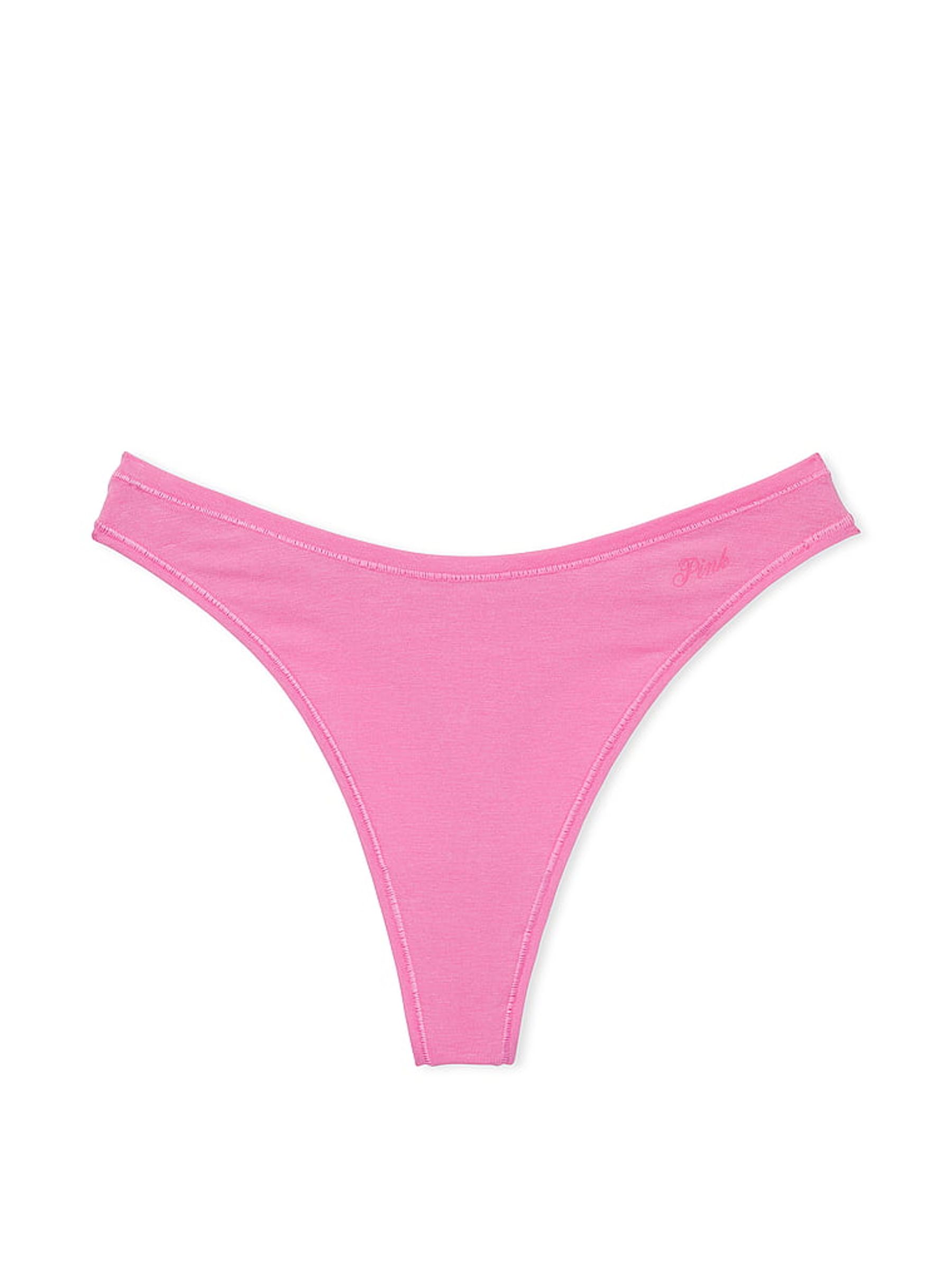 Fuchsia Pink Thong Cotton Knickers - Image 3 of 3