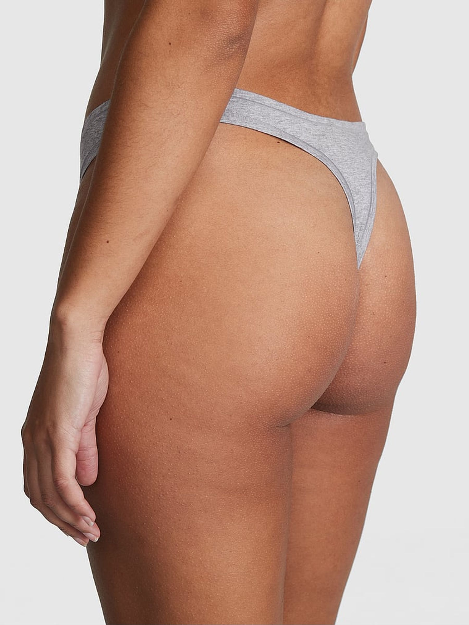 Grey Heather Thong Cotton Knickers - Image 2 of 3