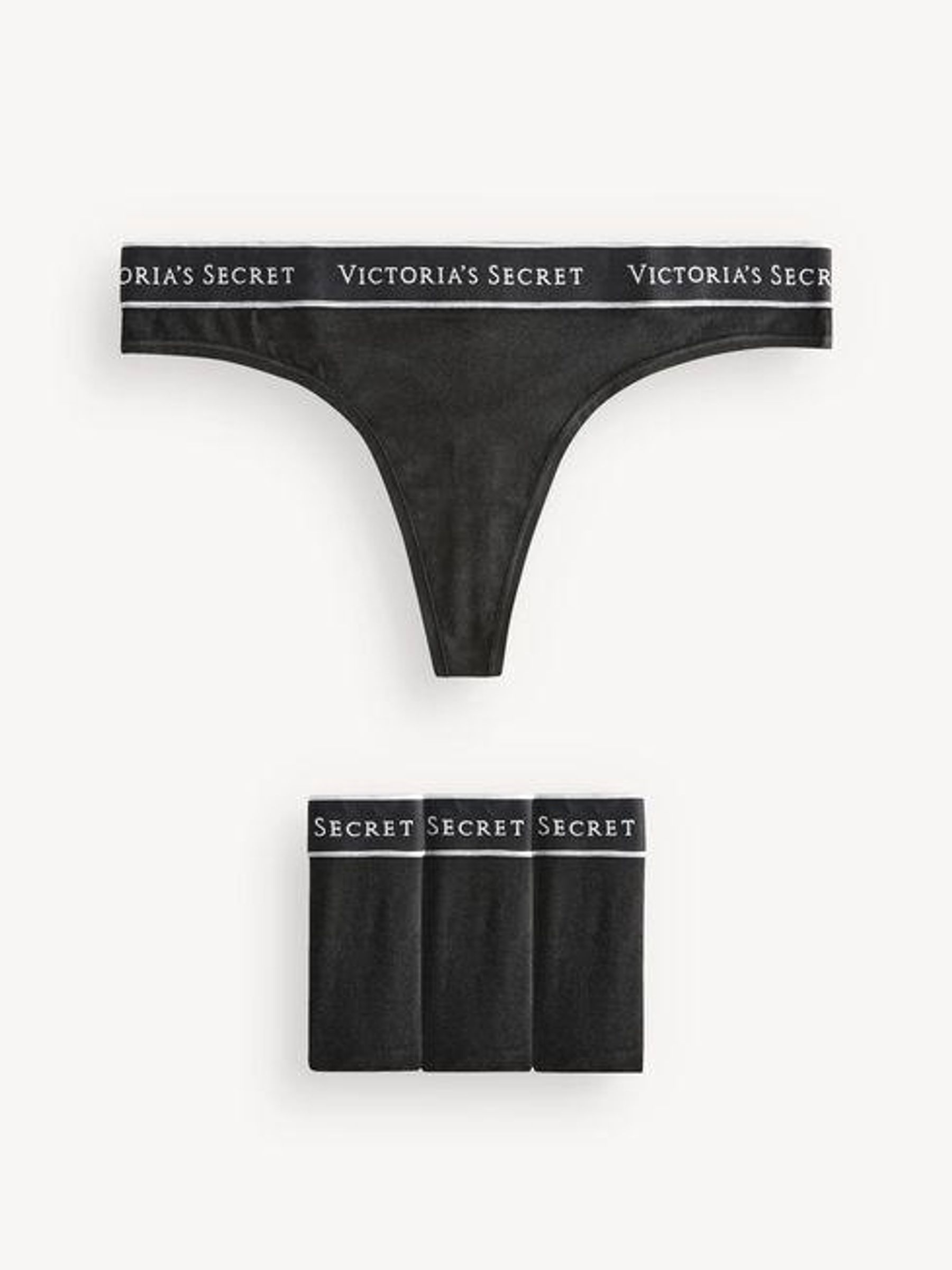 Black Thong Logo 4 Pack Knickers - Image 1 of 4