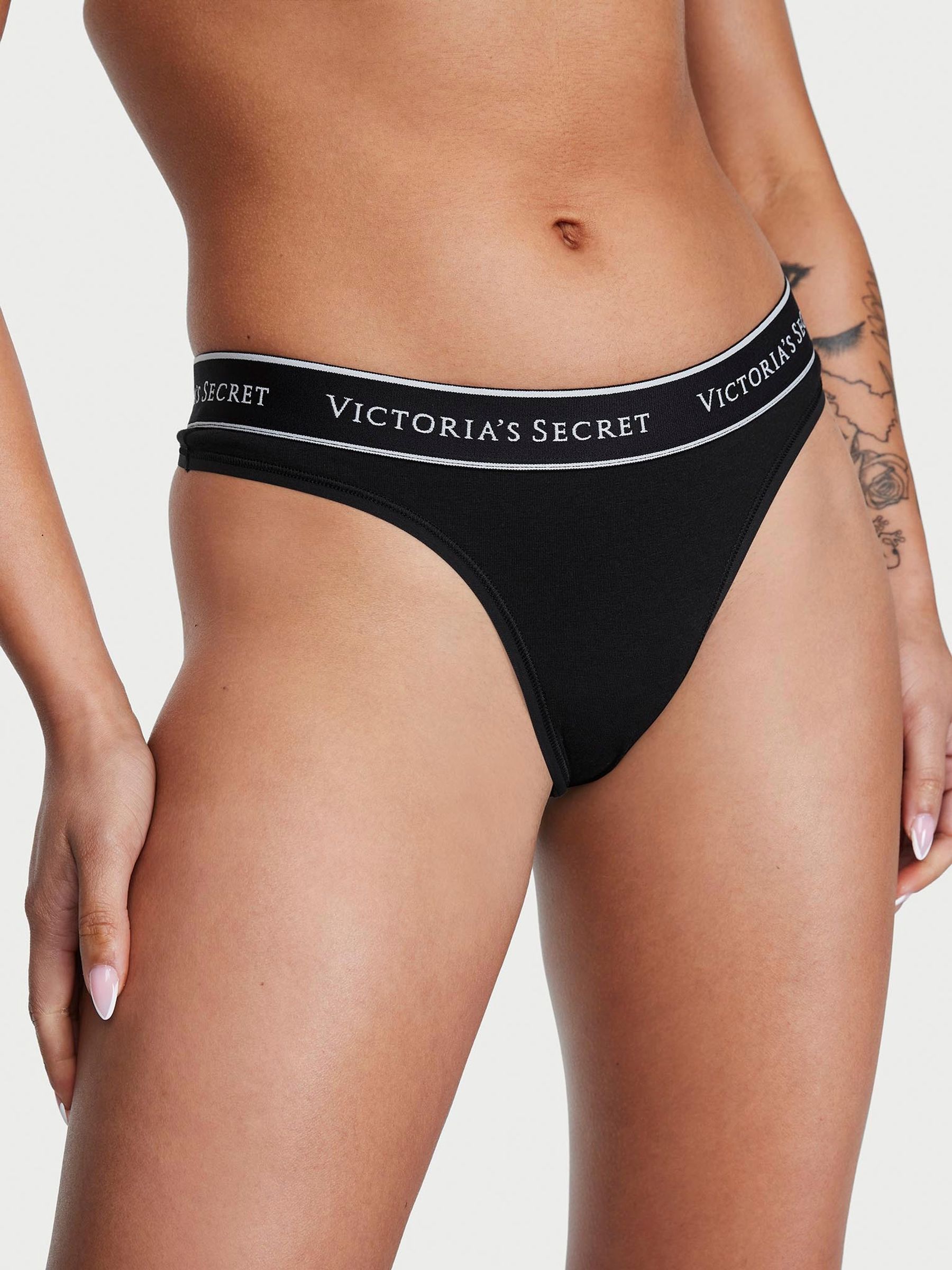 Black Thong Logo 4 Pack Knickers - Image 2 of 4