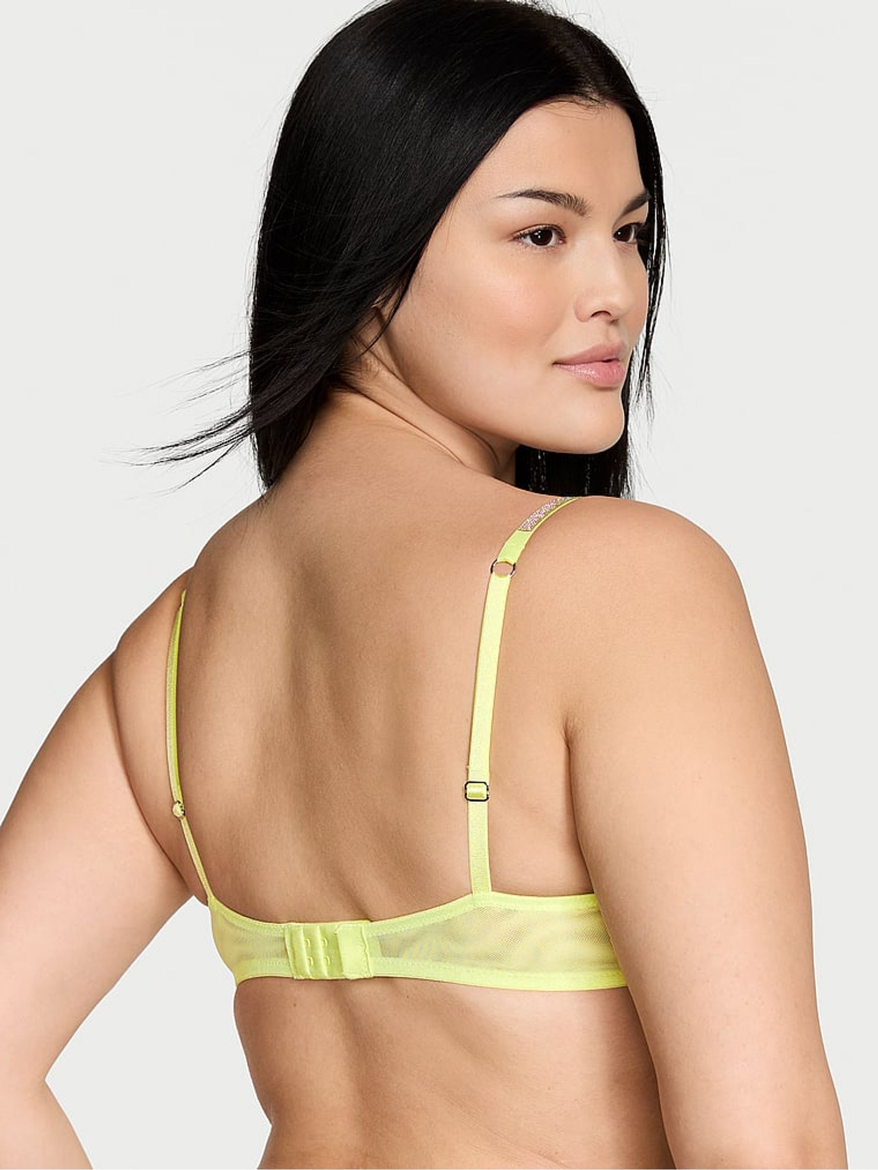 Citron Glow Yellow Sheer Shine Low Cut Demi Bra - Image 2 of 4