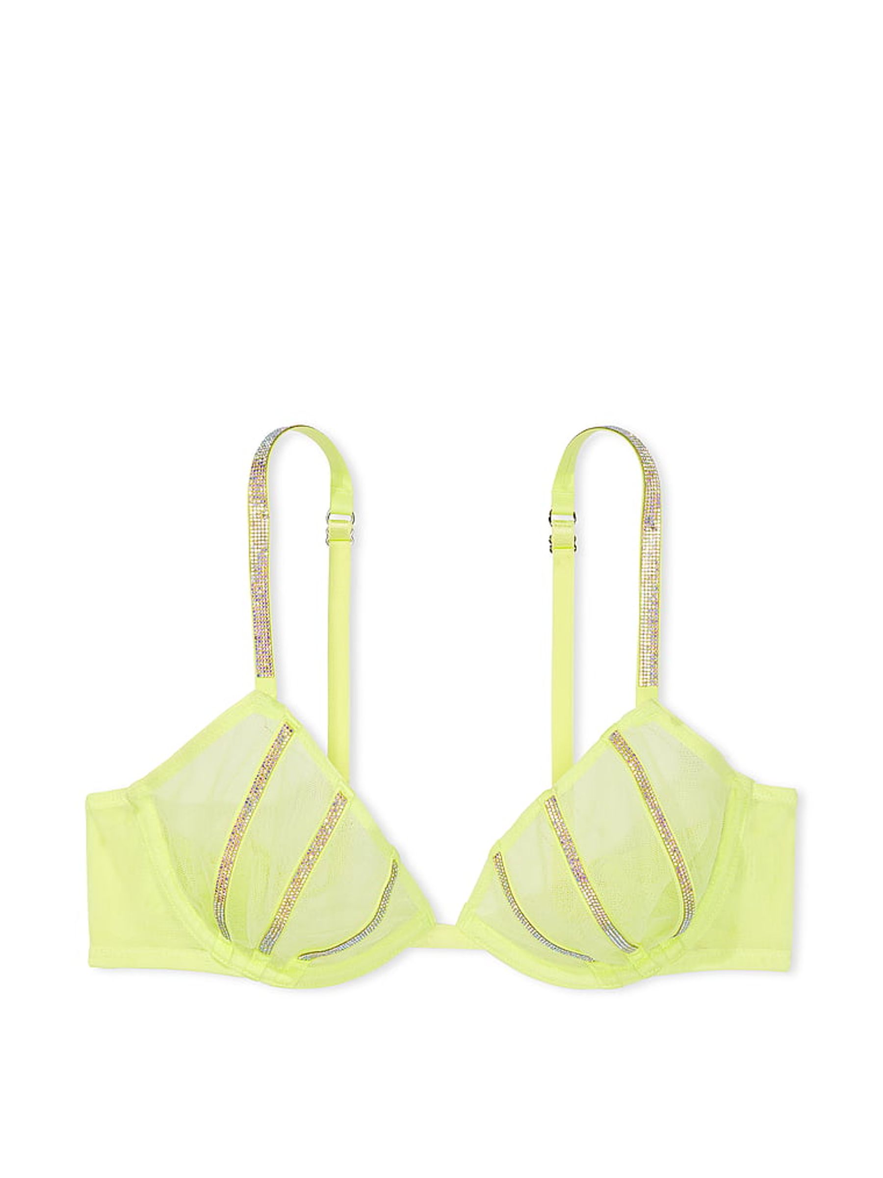 Citron Glow Yellow Sheer Shine Low Cut Demi Bra - Image 3 of 4