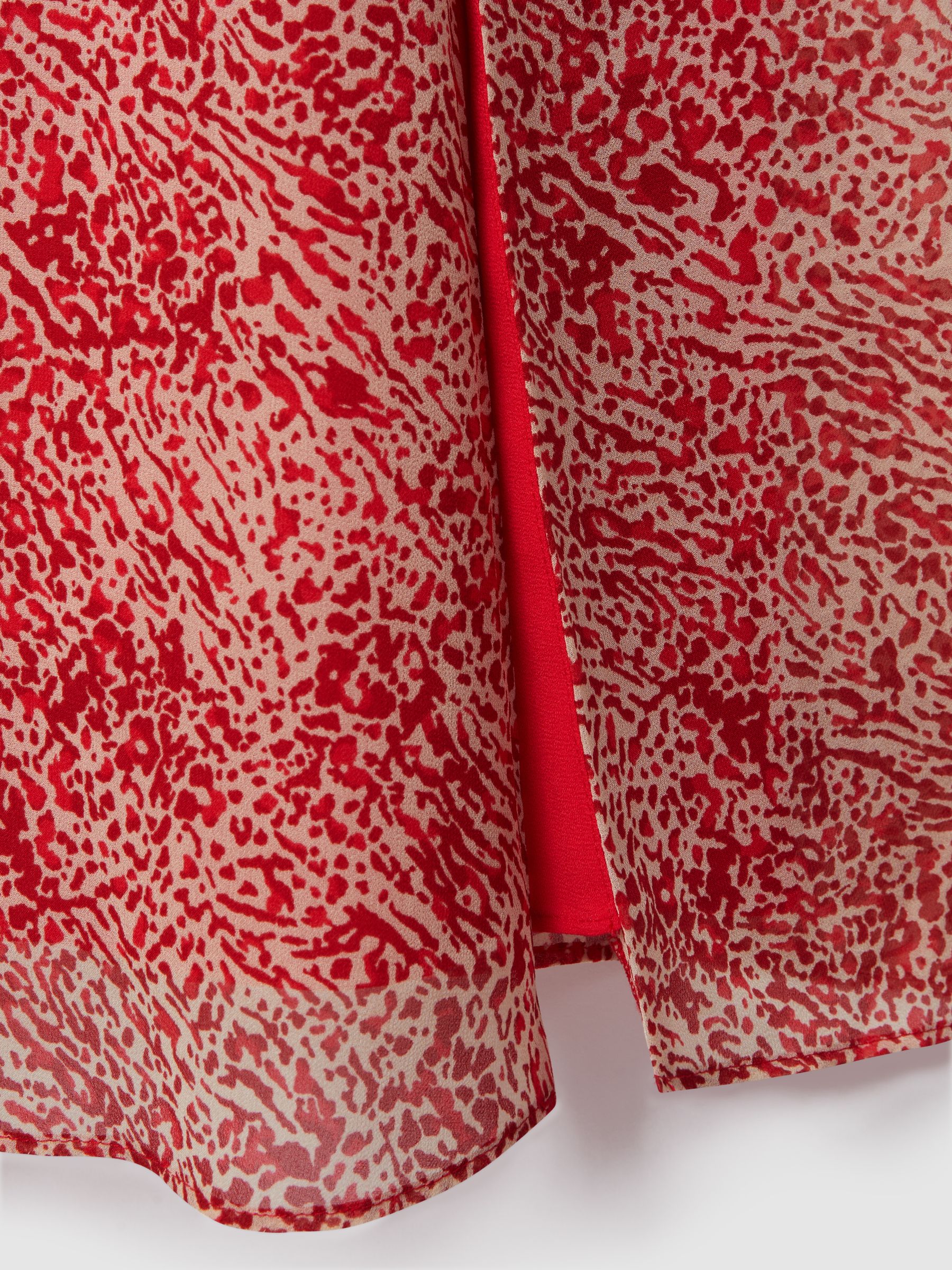 Printed Belted Midi Dress in Red - Image 7 of 7