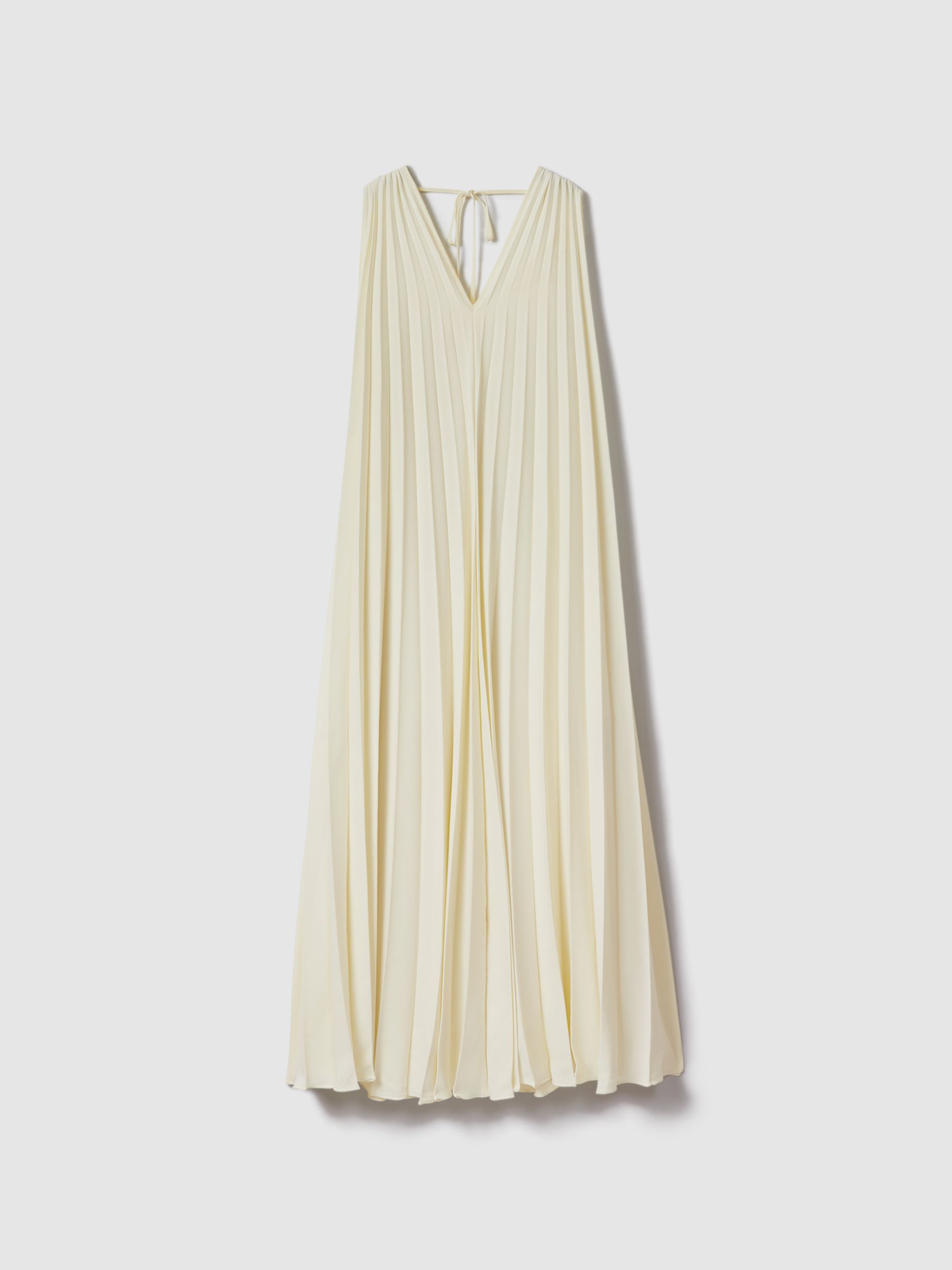Pleated Cape Sleeve Midi Dress in Lemon - Image 2 of 8