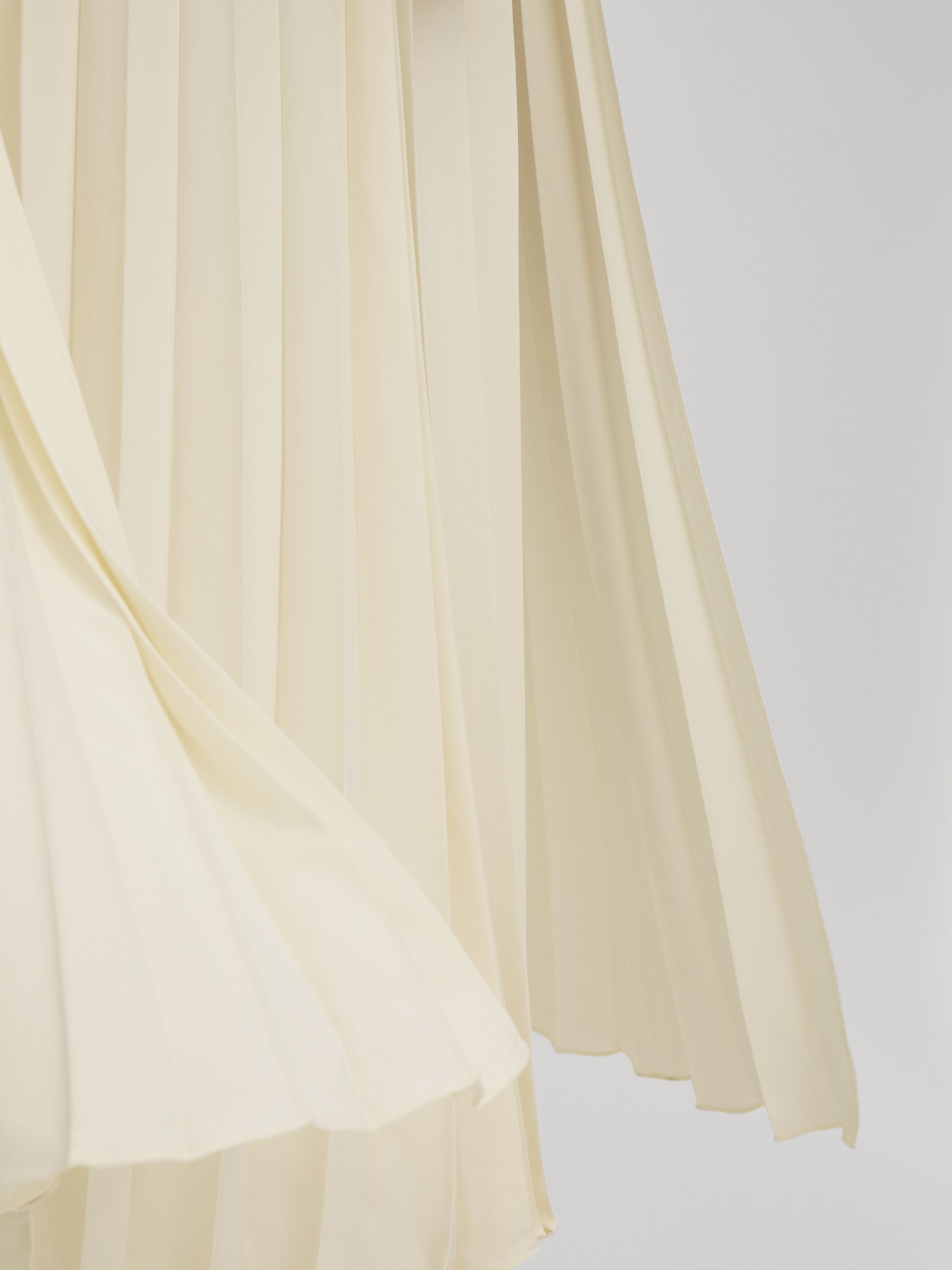 Pleated Cape Sleeve Midi Dress in Lemon - Image 6 of 8