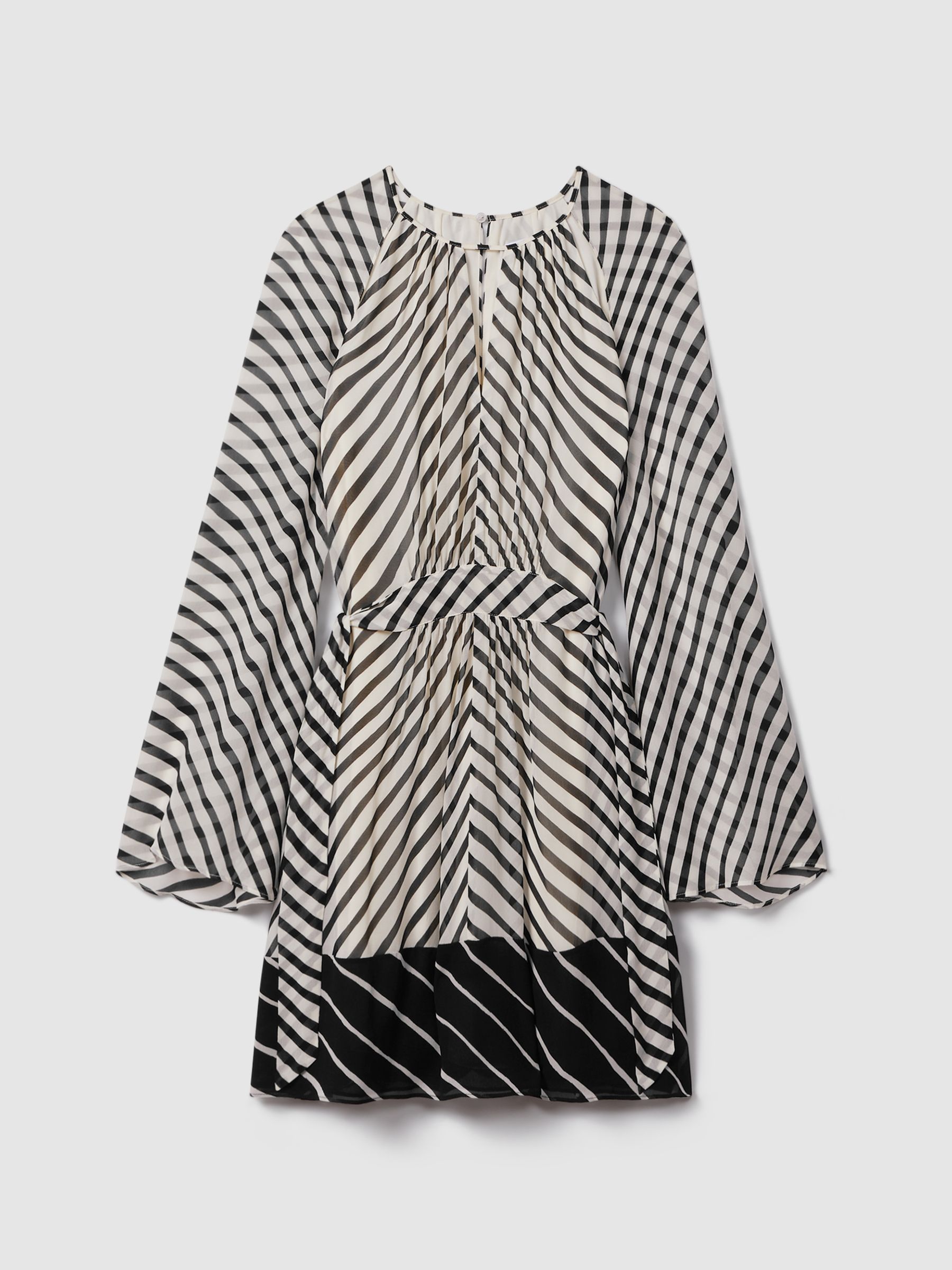Striped Cut-Out Mini Dress in Black/Neutral - Image 2 of 6