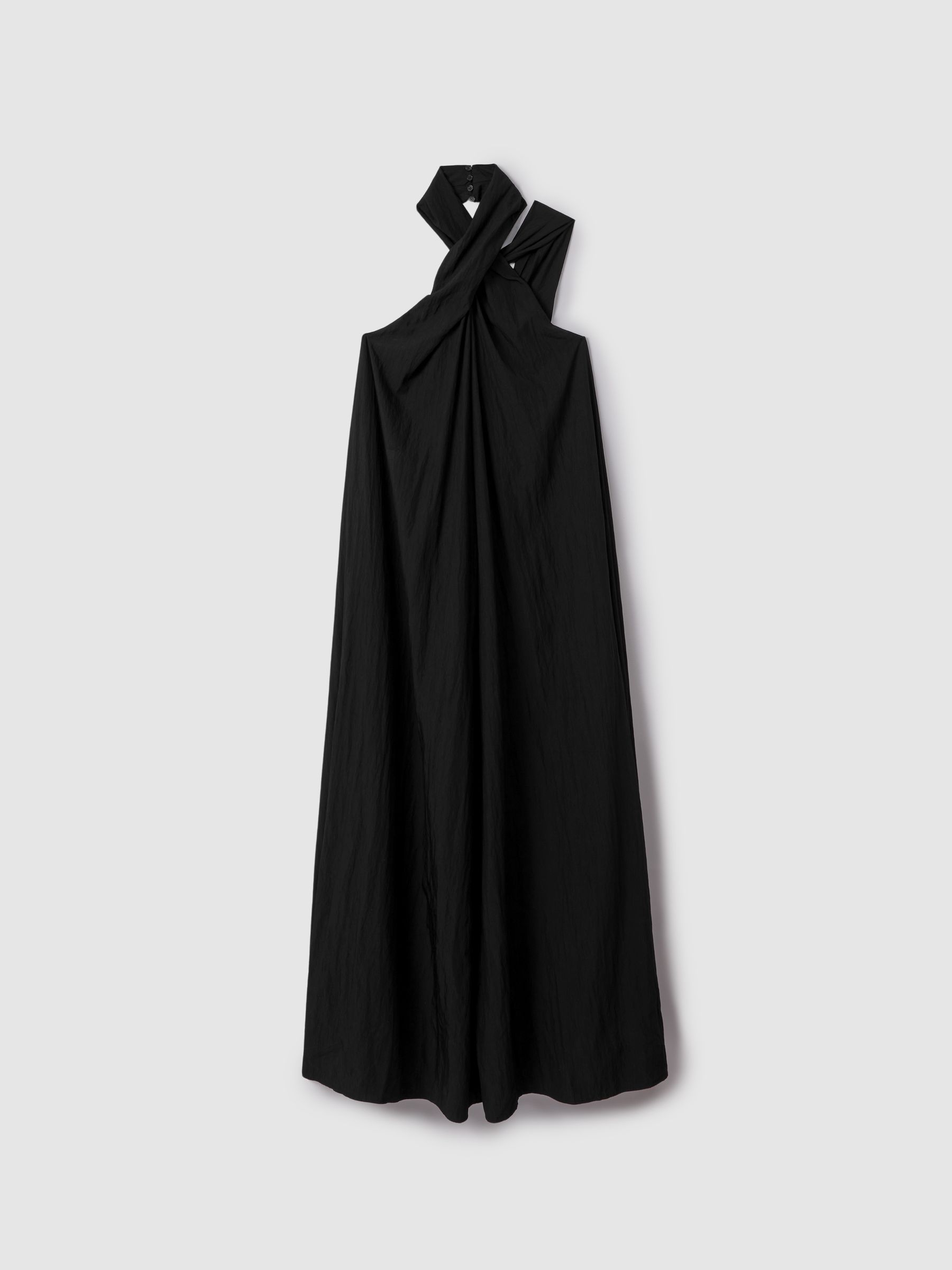 Taffeta Halter Neck Maxi Dress in Black - Image 2 of 6