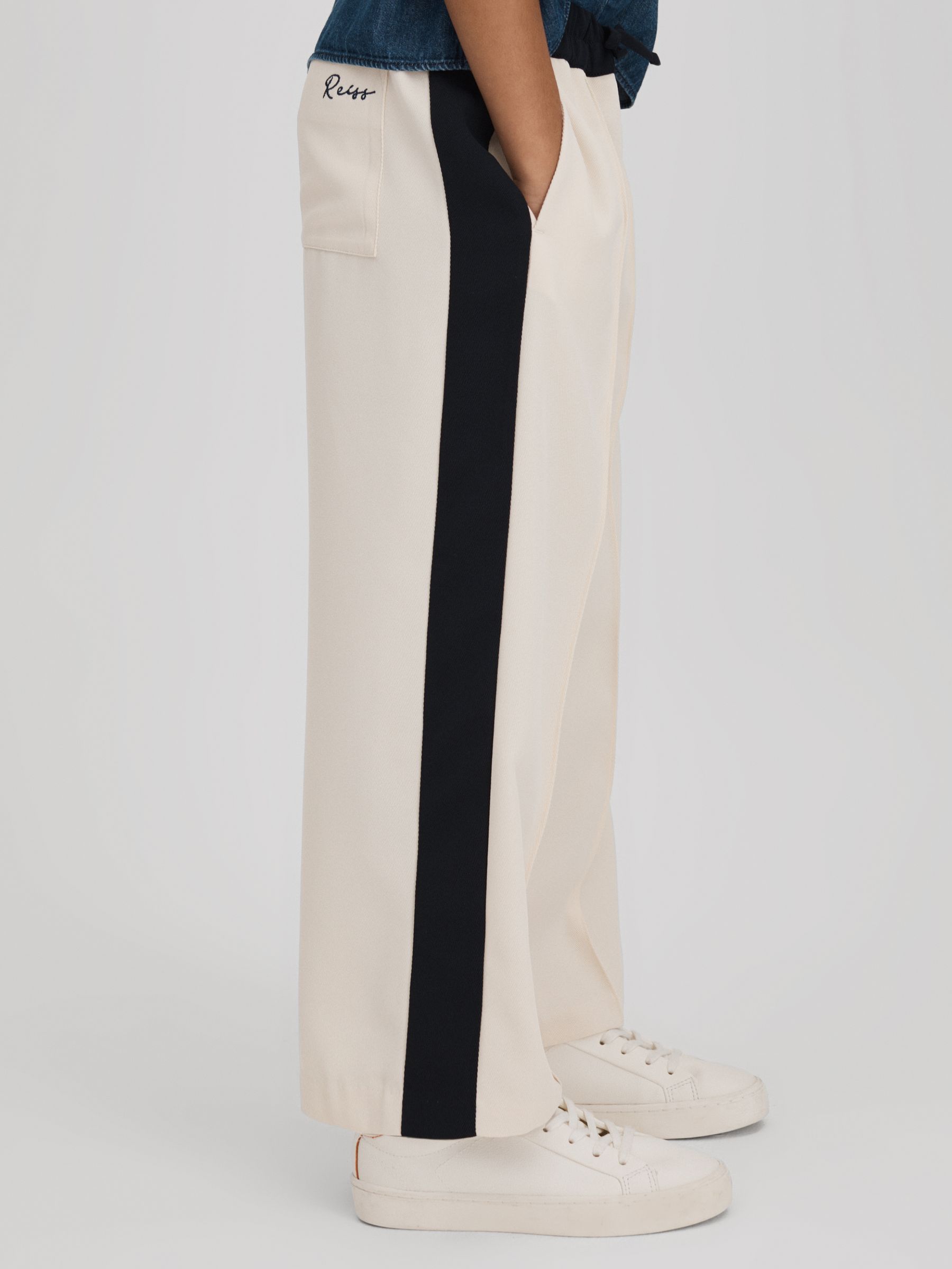 Teen Woven Stripe Drawstring Trousers in Ivory - Image 1 of 6