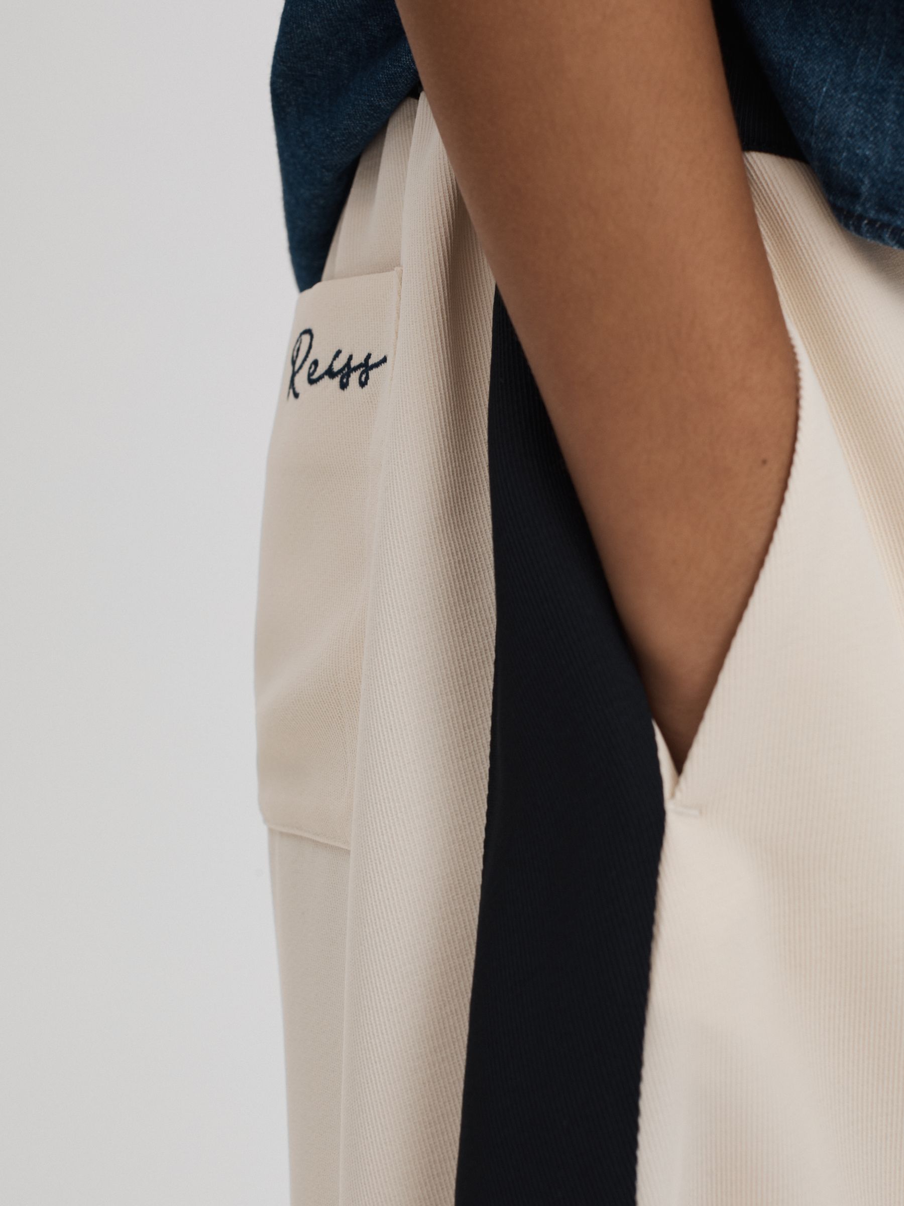 Senior Woven Stripe Drawstring Trousers in Ivory - Image 4 of 6