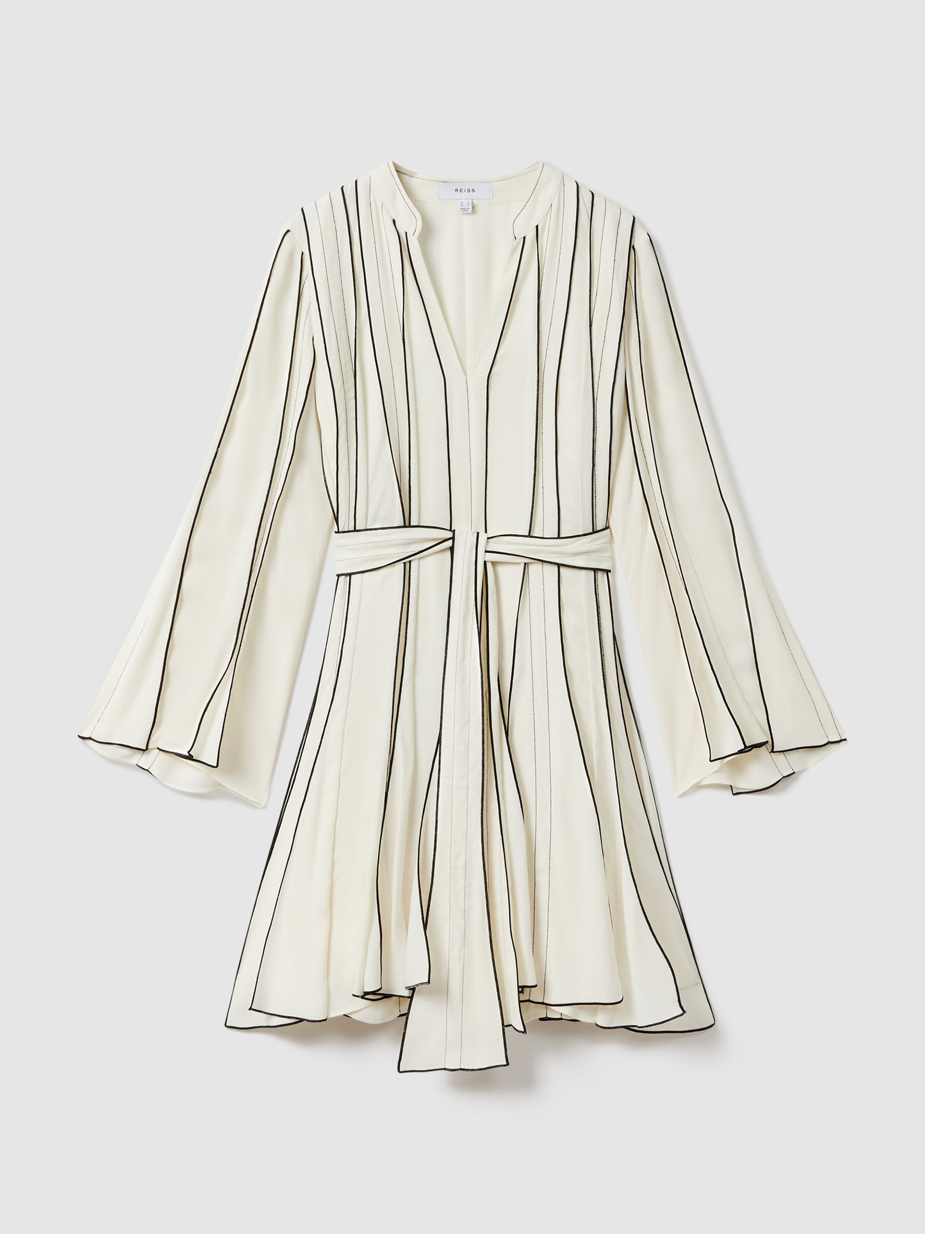 Contrast Ruffle Mini Dress in Ivory - Image 2 of 6