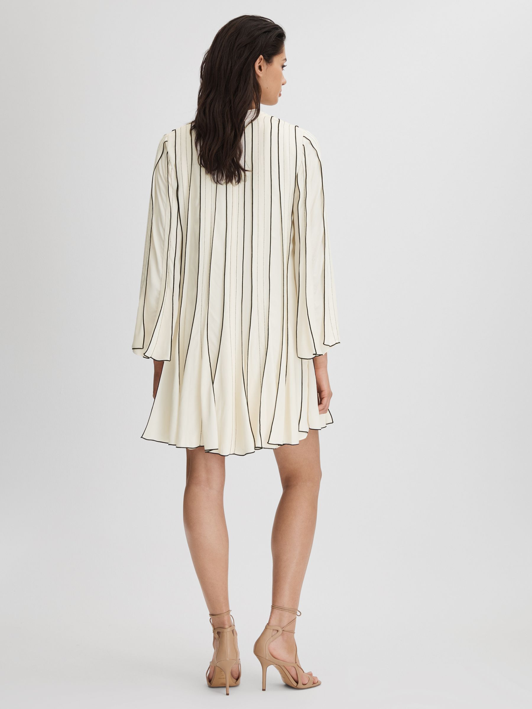 Contrast Ruffle Mini Dress in Ivory - Image 5 of 6