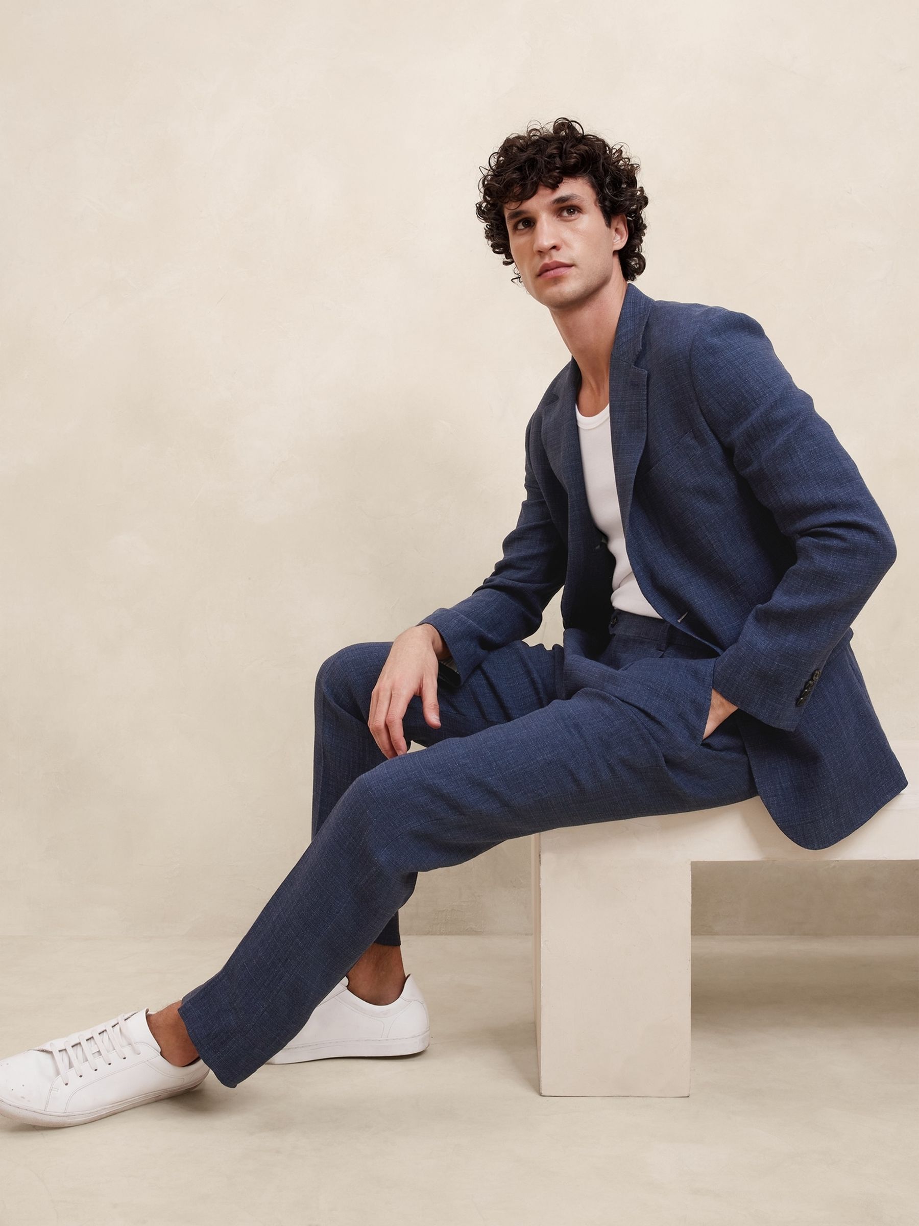 Banana Republic Blue Malpaso Italian Linen Suit trousers - Image 3 of 5