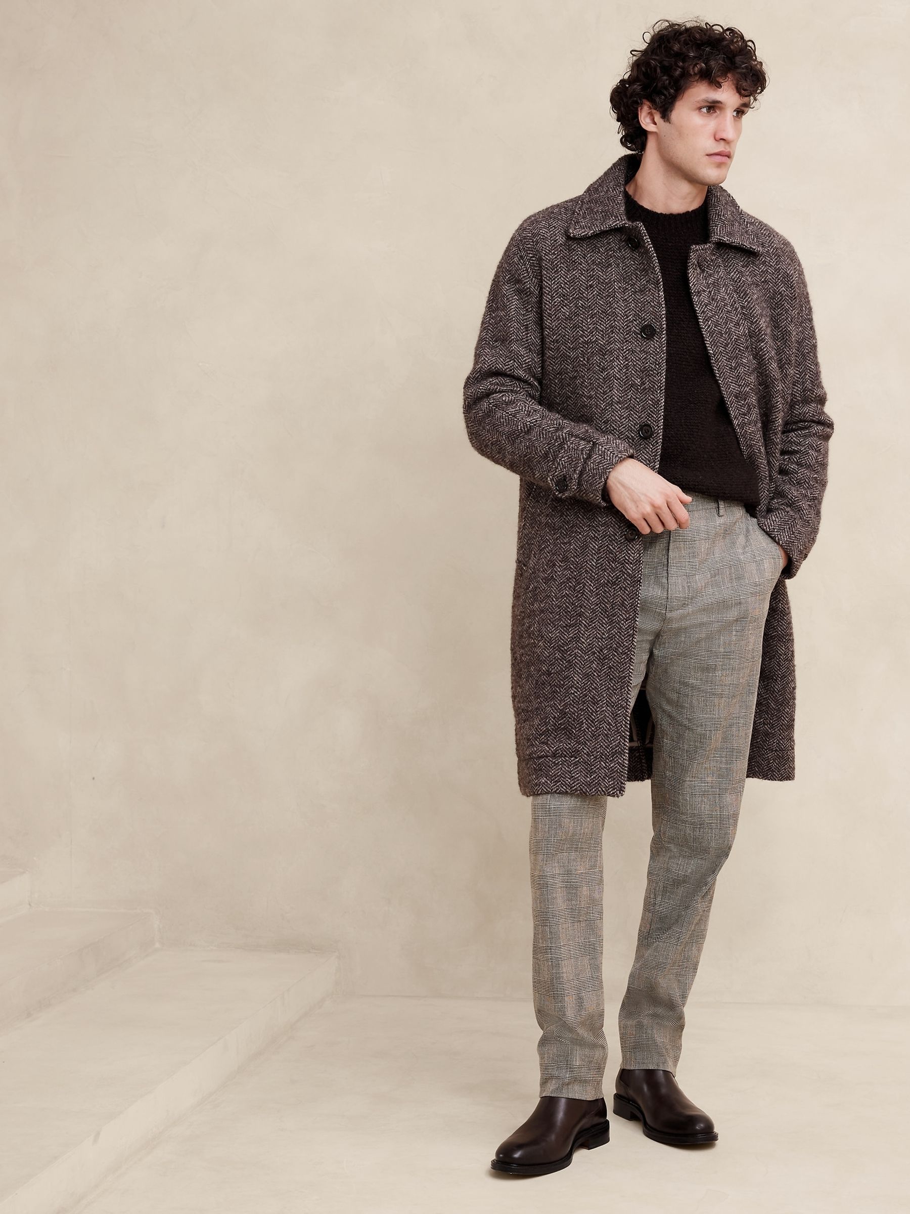 Banana Republic Brown Italian Stretch-Cotton Dress Trousers - Image 1 of 4