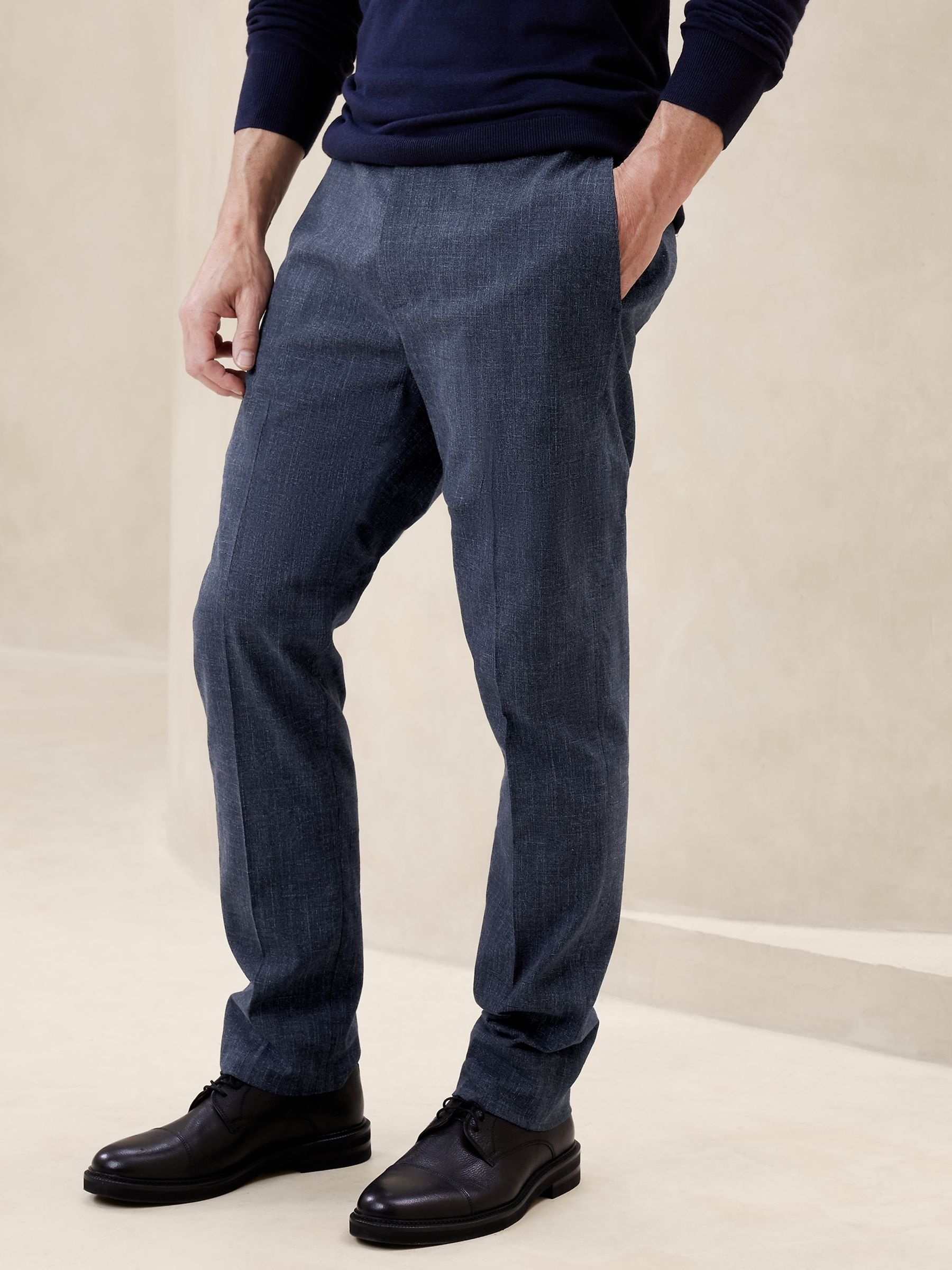 Banana Republic Blue Italian Stretch-Cotton Dress Trousers - Image 1 of 4