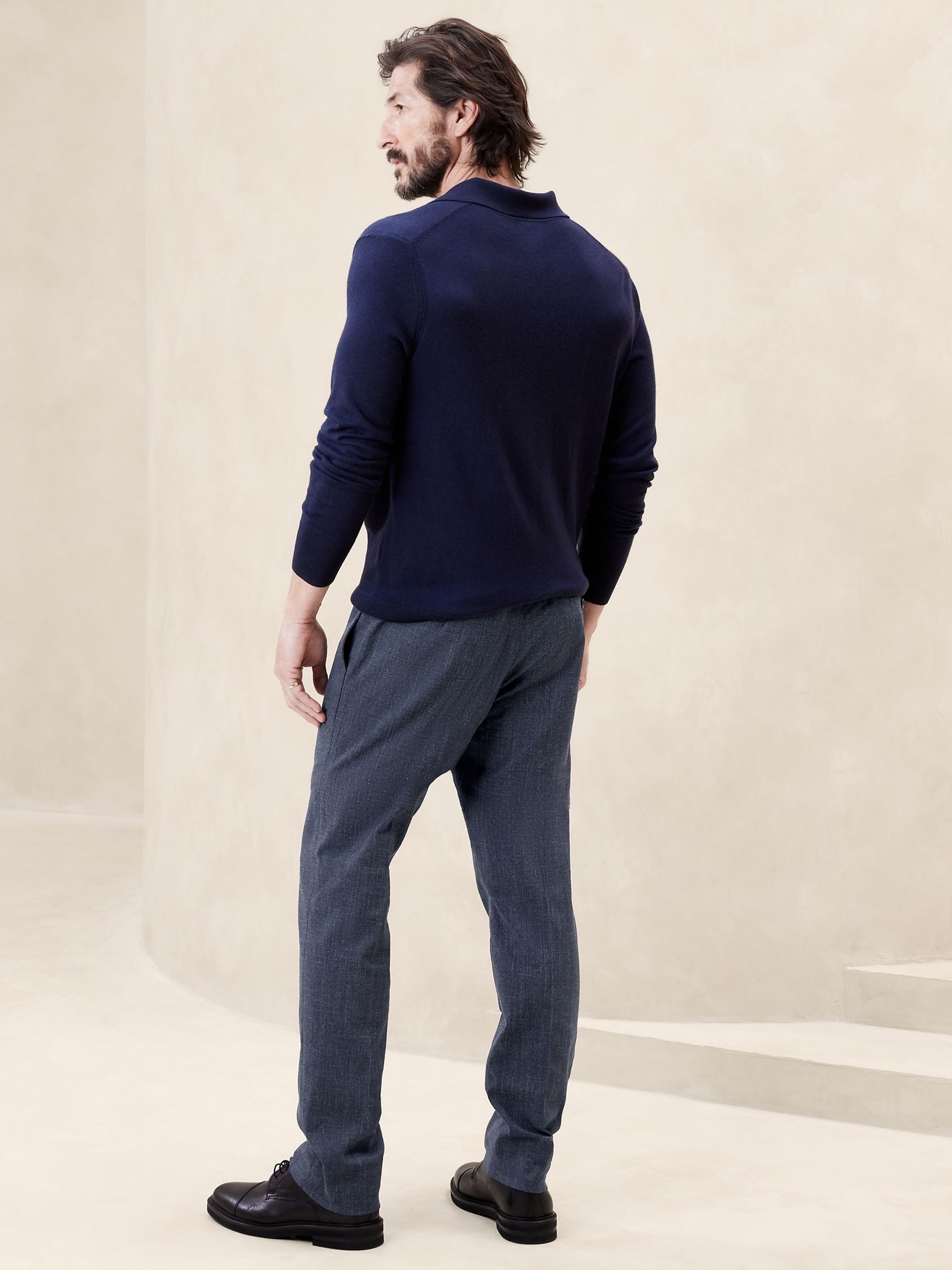 Banana Republic Blue Italian Stretch-Cotton Dress Trousers - Image 2 of 4