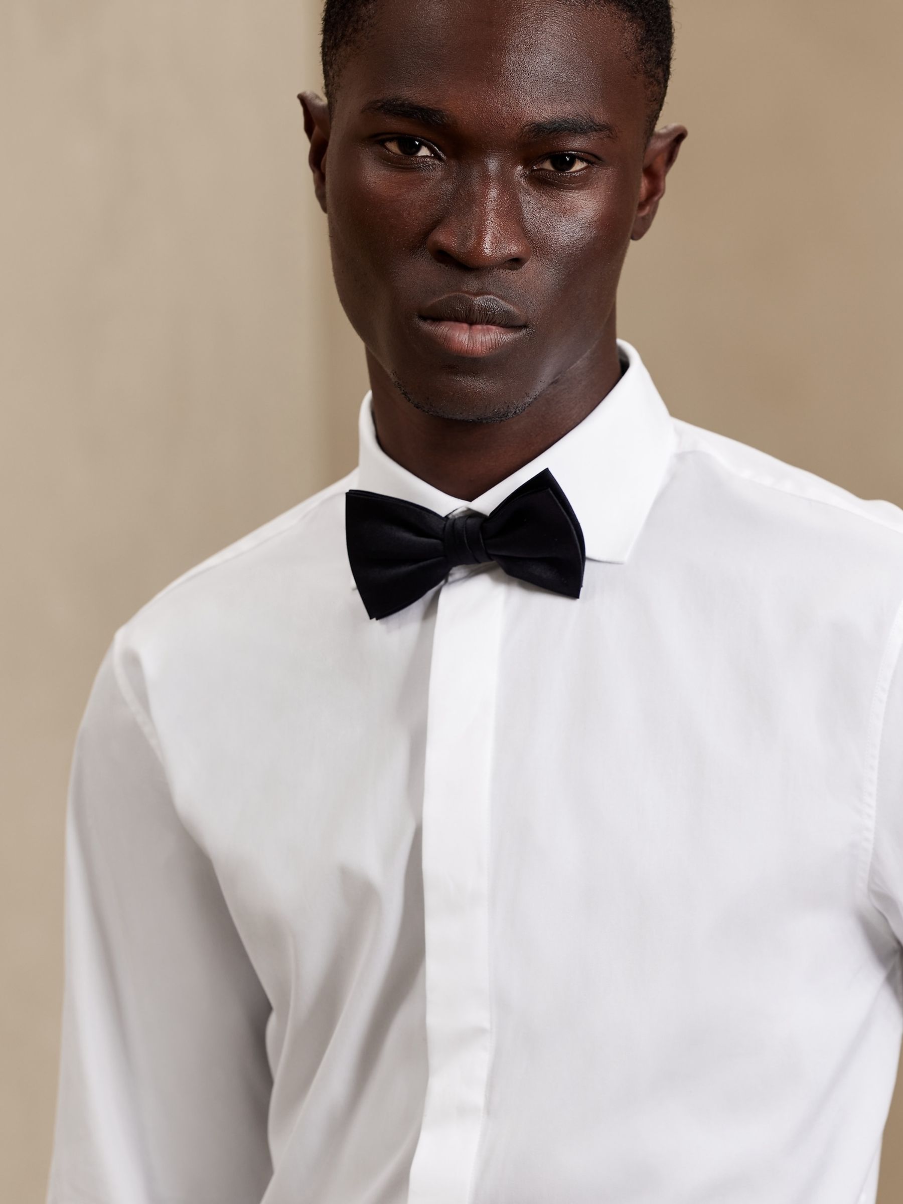 Banana Republic White Tailored Slim Tuxedo Dress Shirt - Image 1 of 4