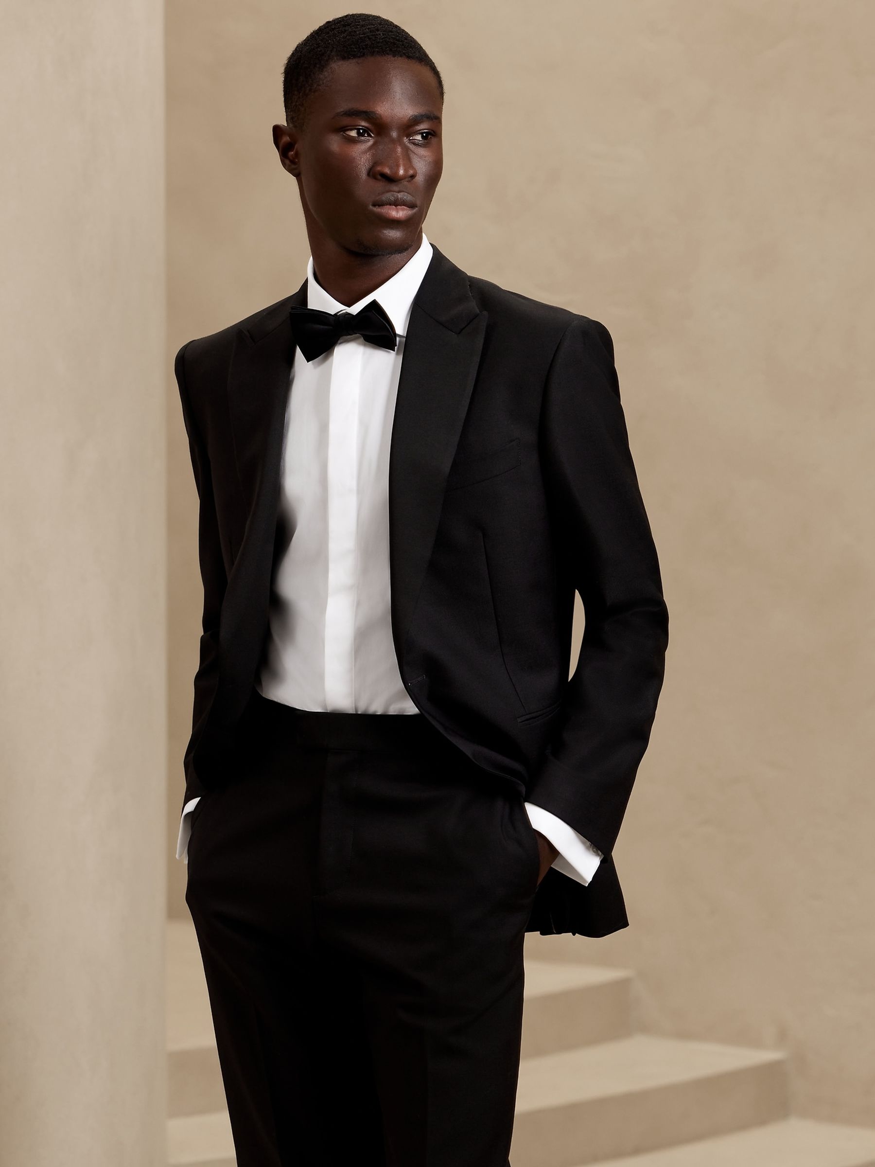 Banana Republic White Tailored Slim Tuxedo Dress Shirt - Image 3 of 4