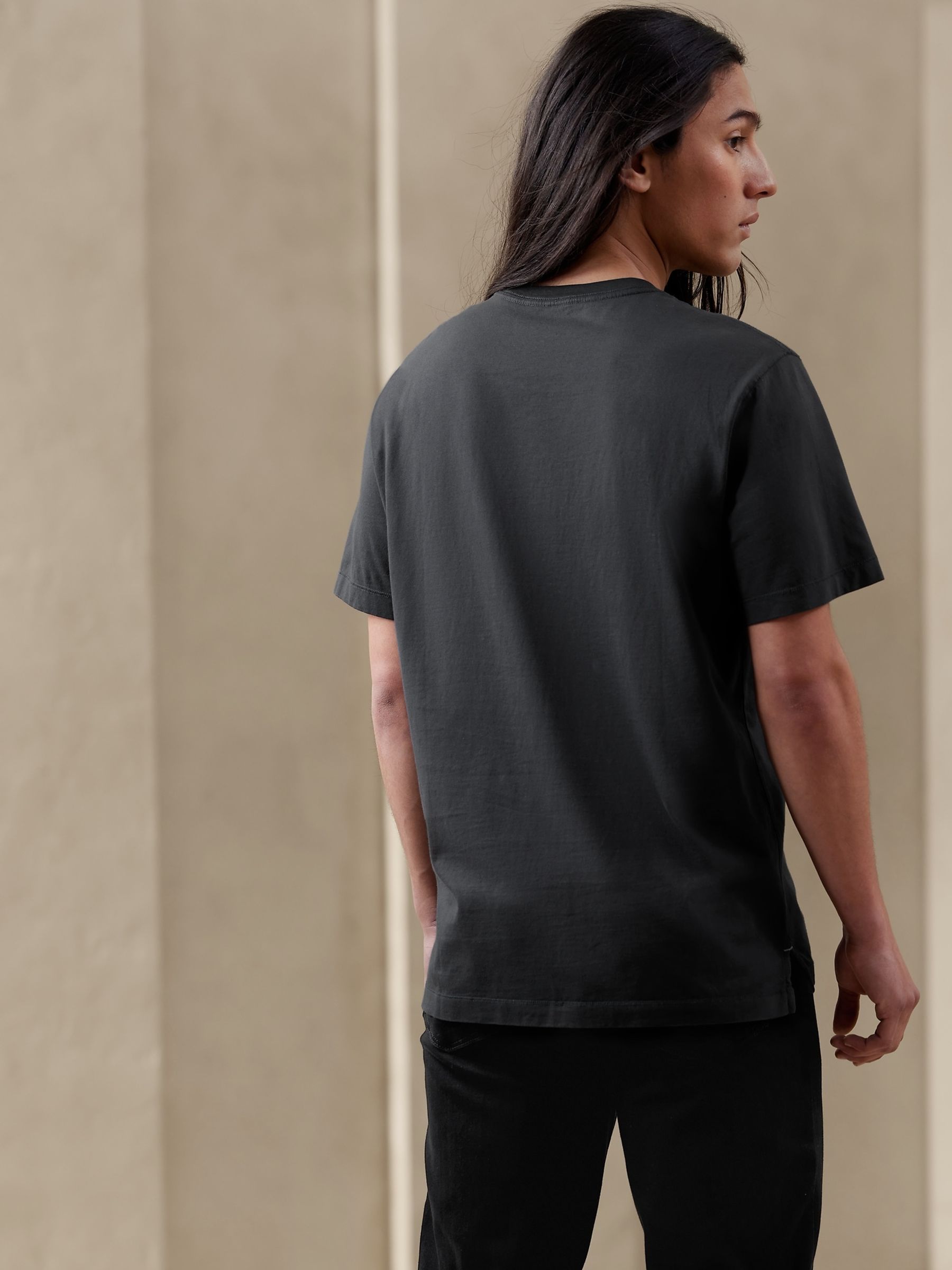 Banana Republic Black Authentic SUPIMA Crew Neck T-Shirt - Image 2 of 5