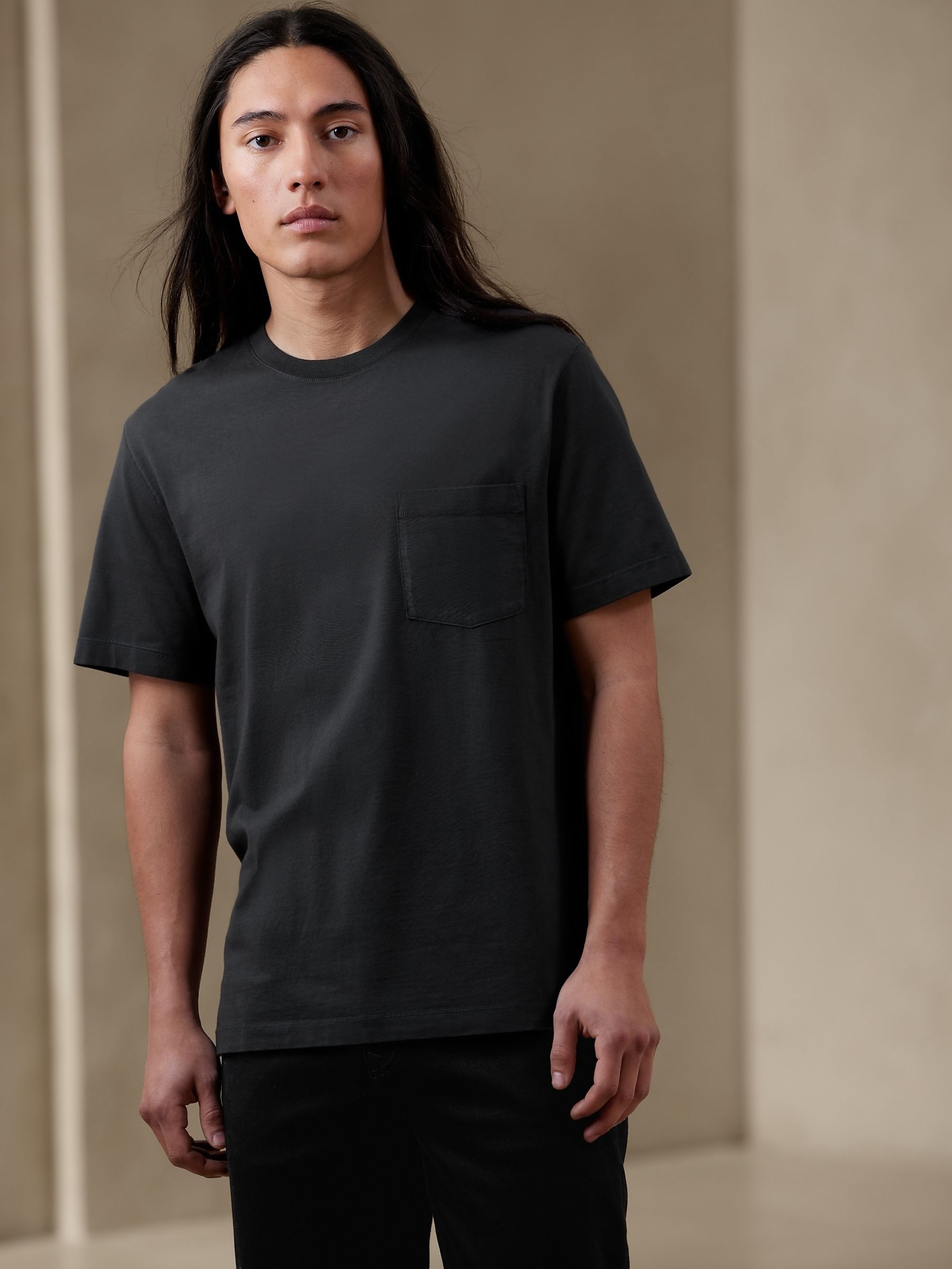 Banana Republic Black Authentic SUPIMA Crew Neck T-Shirt - Image 3 of 5