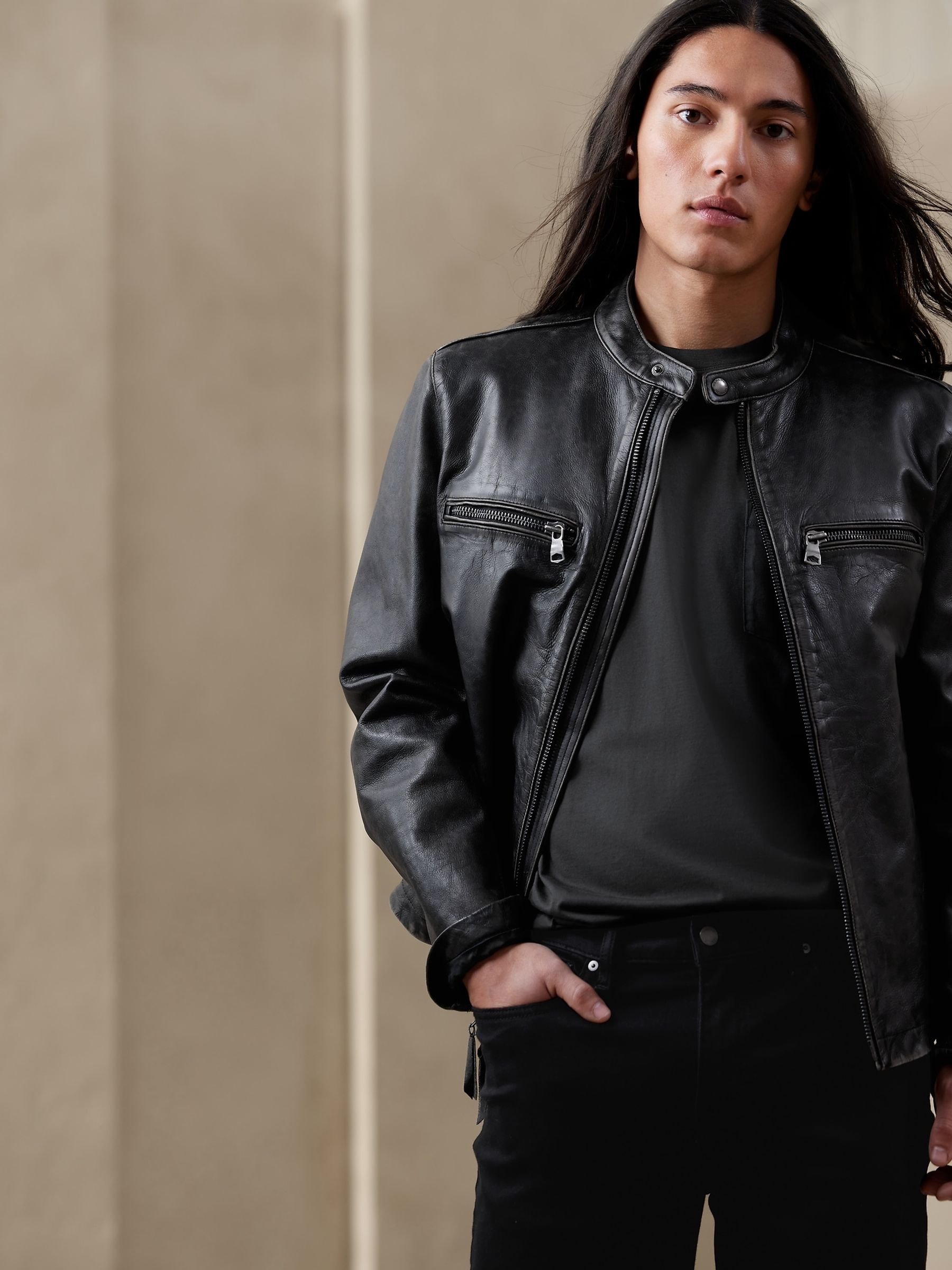 Banana Republic Black Authentic SUPIMA Crew Neck T-Shirt - Image 4 of 5