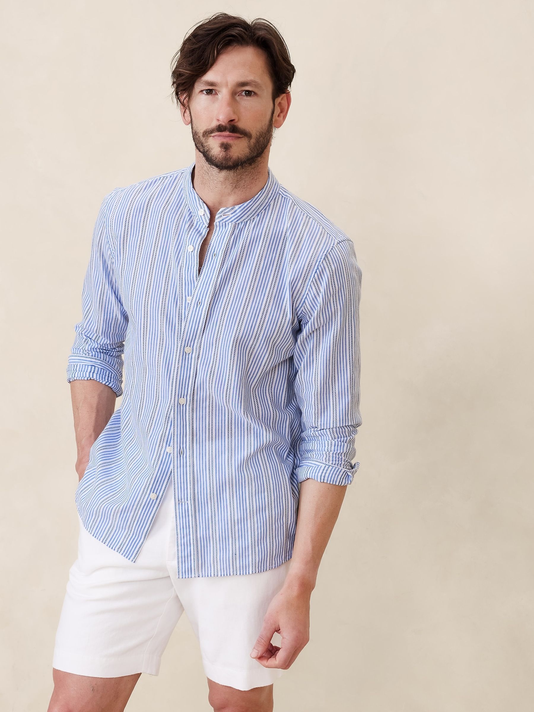 Banana Republic Blue Montecito Poplin Shirt - Image 1 of 1