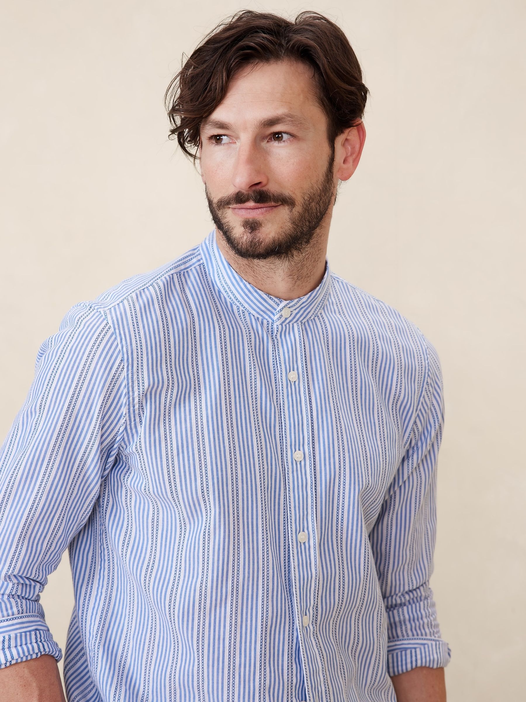 Banana Republic Blue Montecito Poplin Shirt - Image 3 of 4