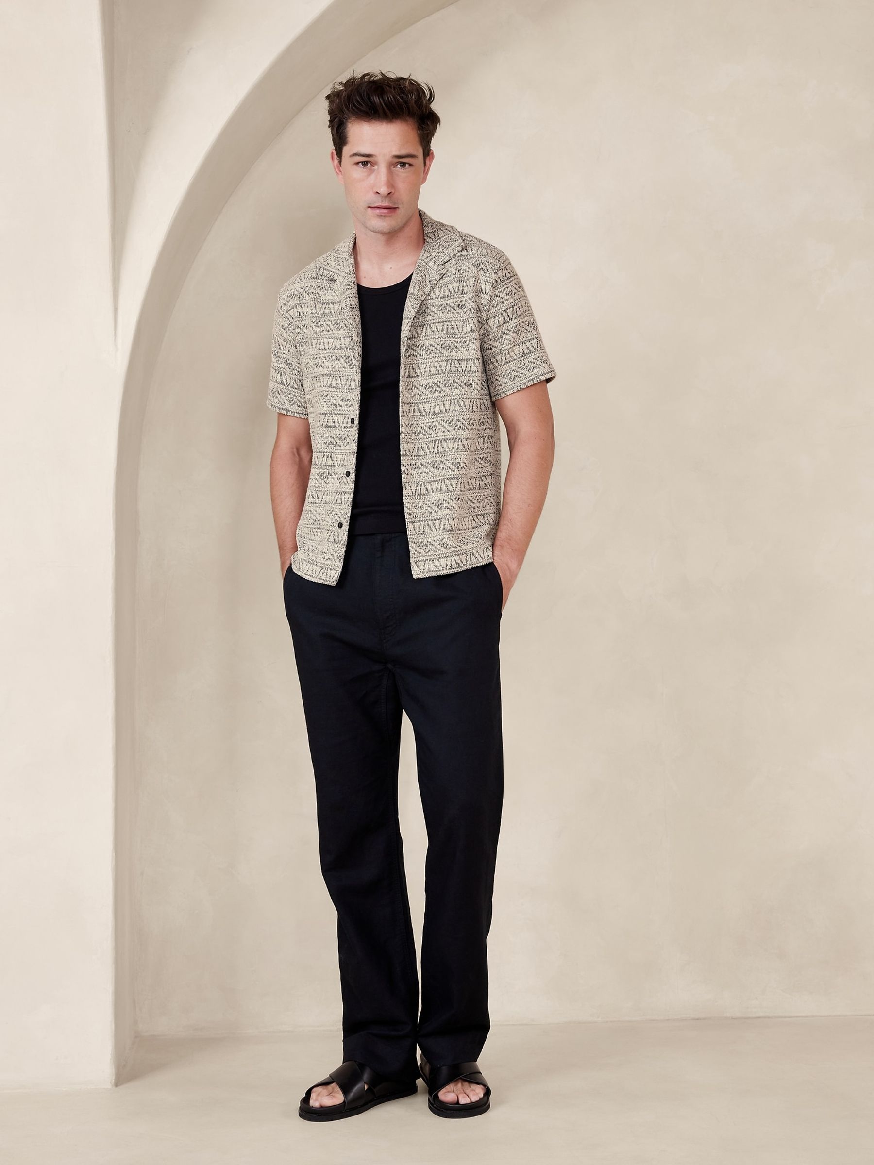 Banana Republic Grey Salinas Jacquard Resort Shirt - Image 3 of 4