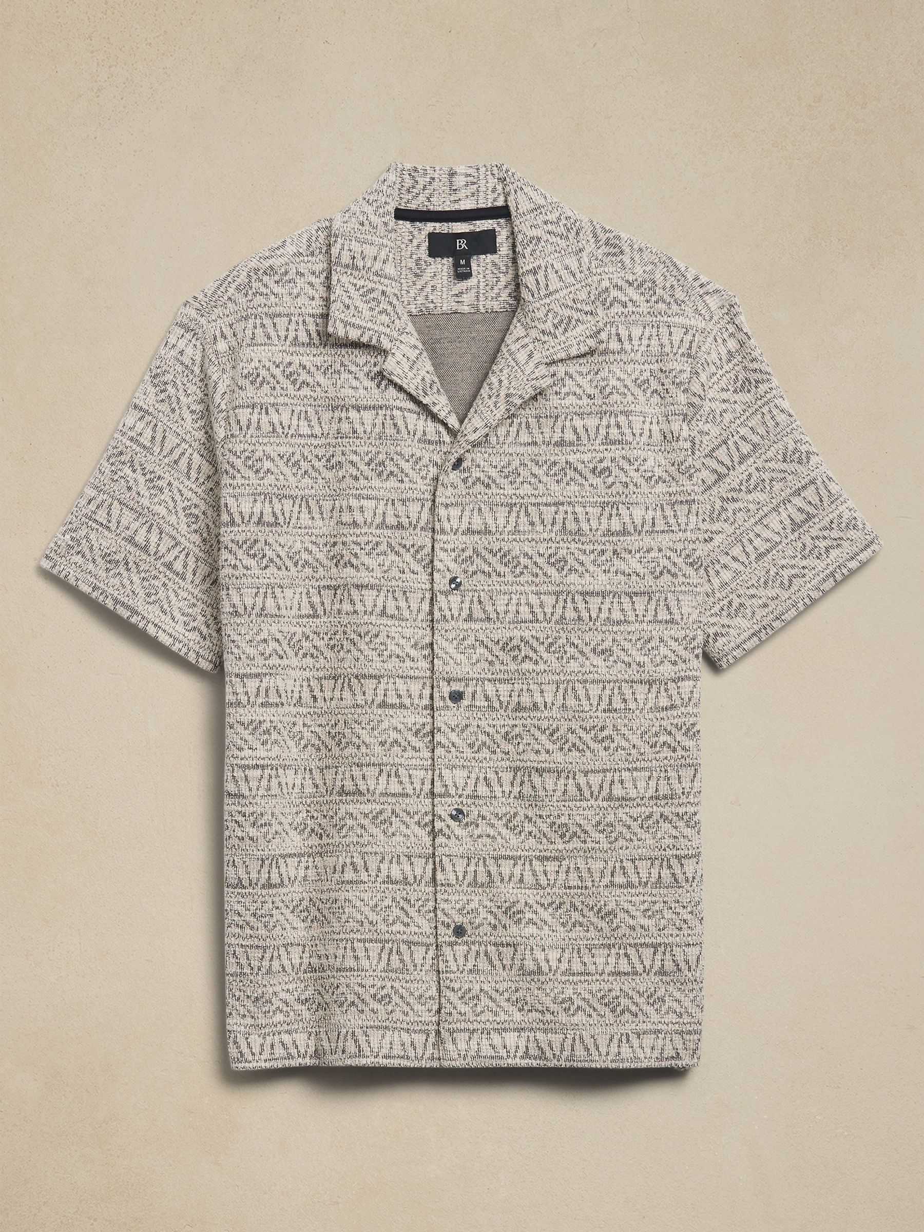 Banana Republic Grey Salinas Jacquard Resort Shirt - Image 4 of 4