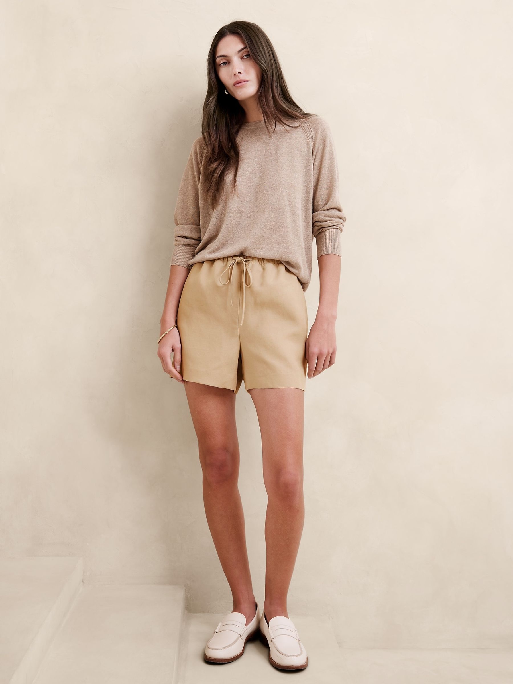 Banana Republic Brown Arcata Tencel-Linen Easy Shorts - Image 1 of 4