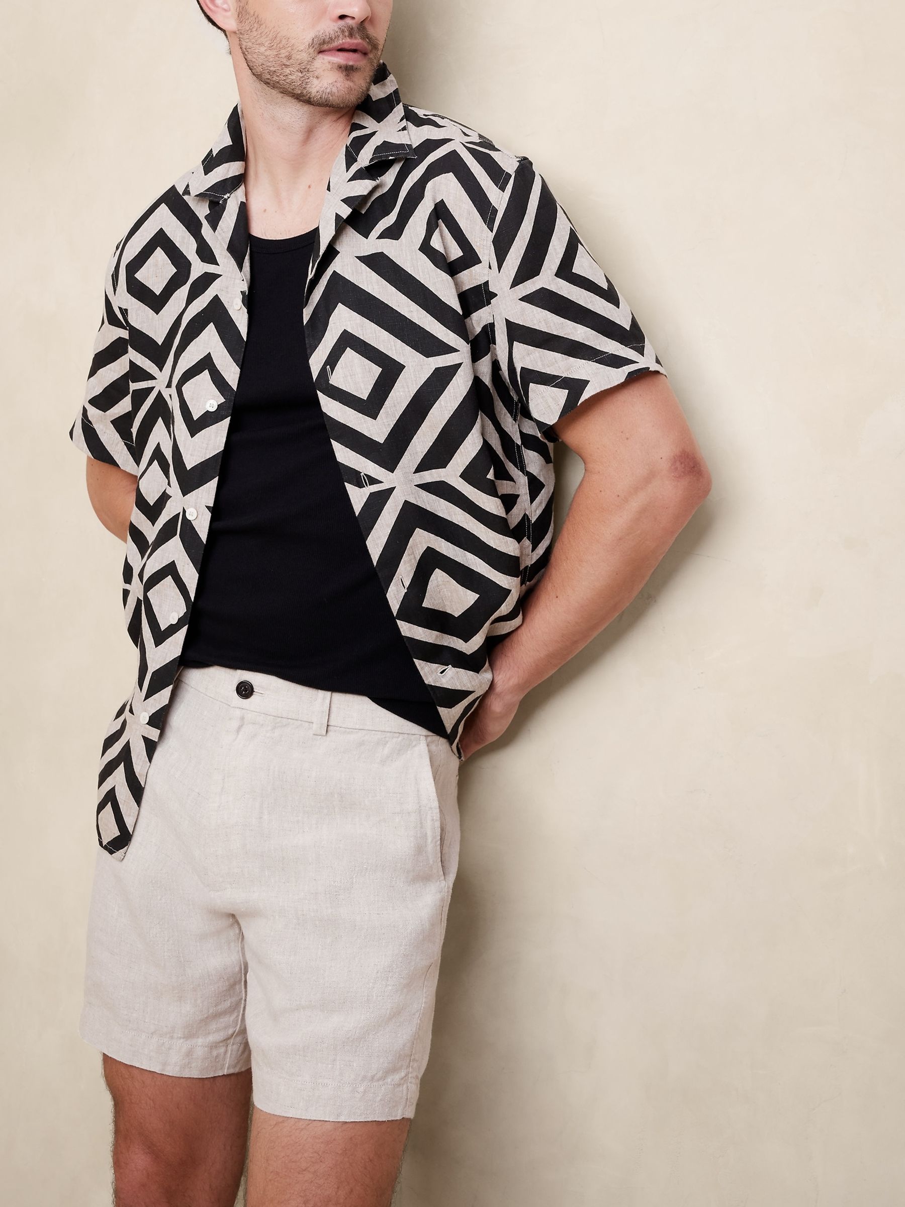 Banana Republic Neutral Lino 7" Linen Shorts - Image 1 of 1