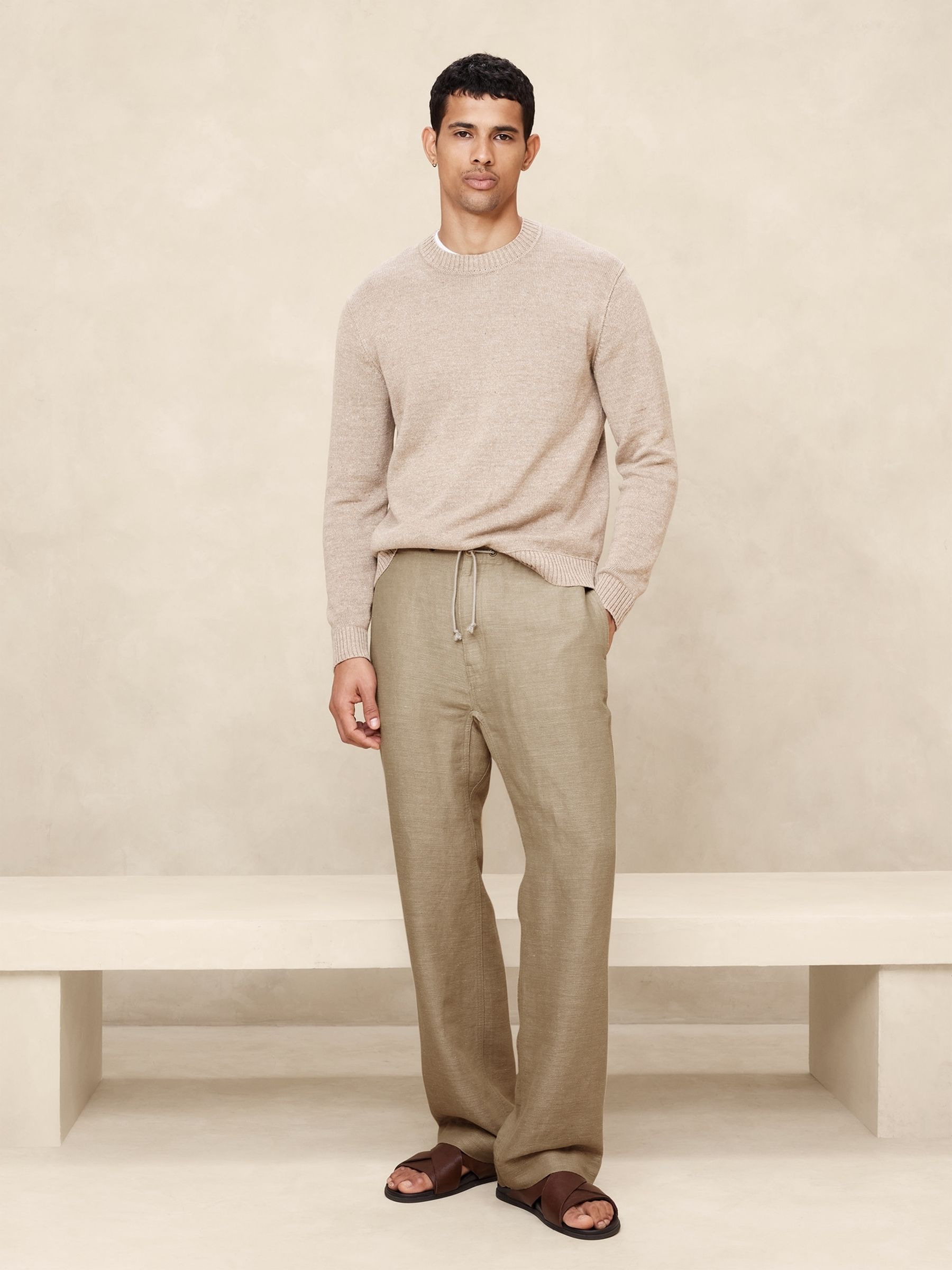 Banana Republic Brown Onda Linen-Cotton Easy Trousers - Image 1 of 5