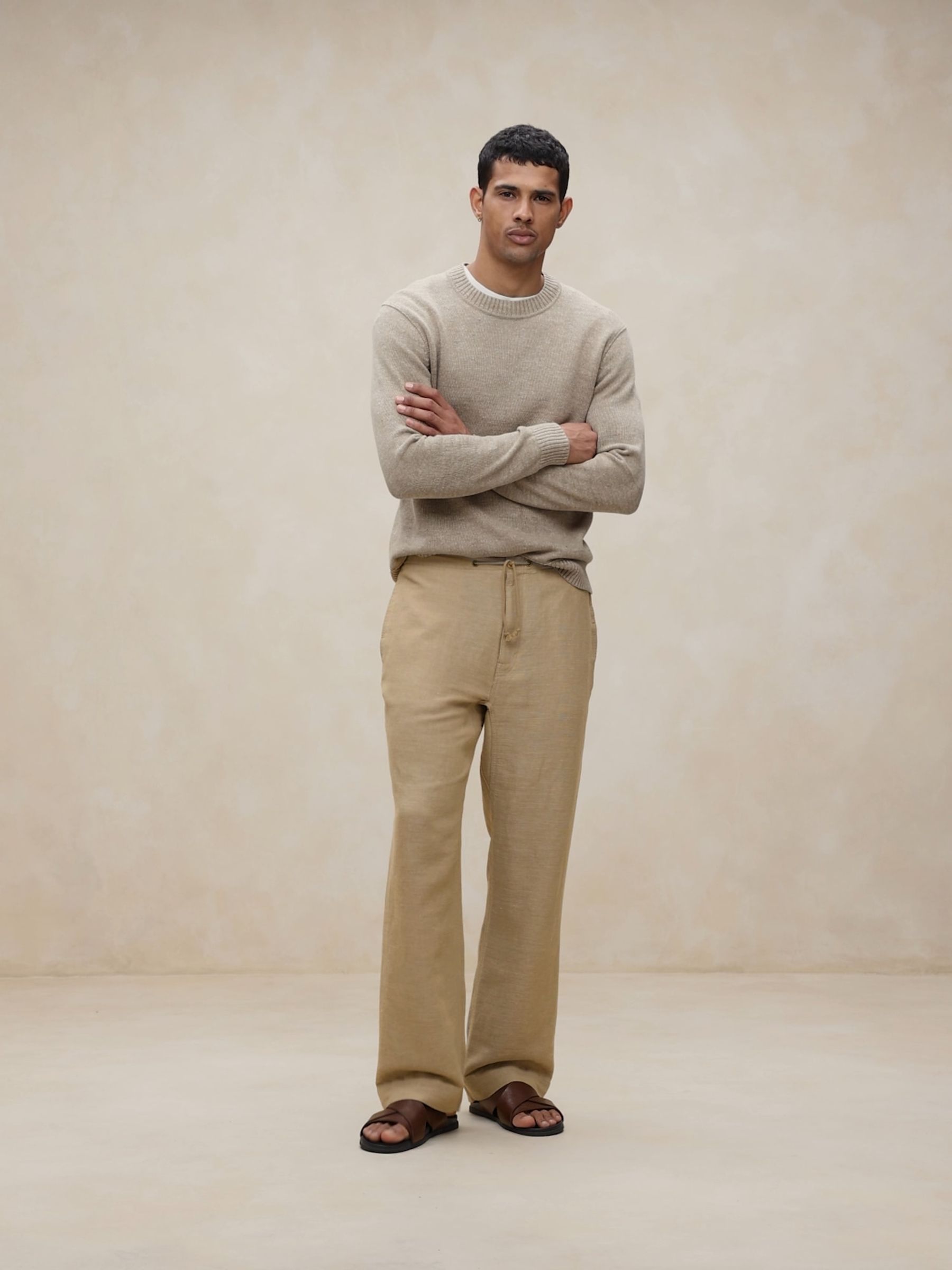 Banana Republic Brown Onda Linen-Cotton Easy Trousers - Image 3 of 5