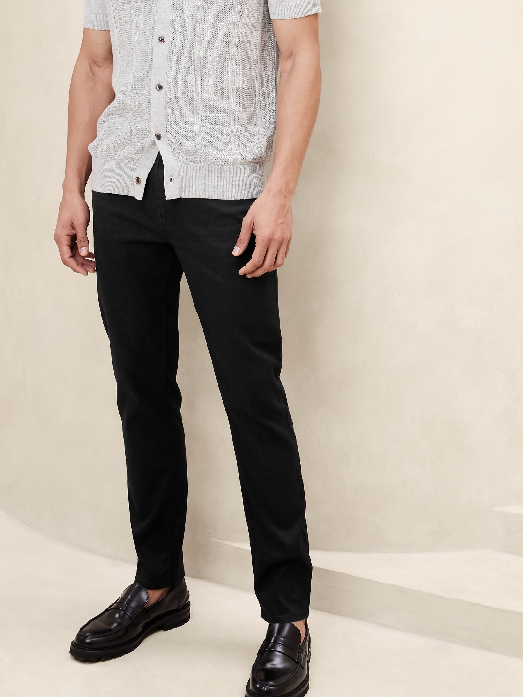 Banana Republic Black Slim Linen-Cotton Traveler Trousers - Image 3 of 4