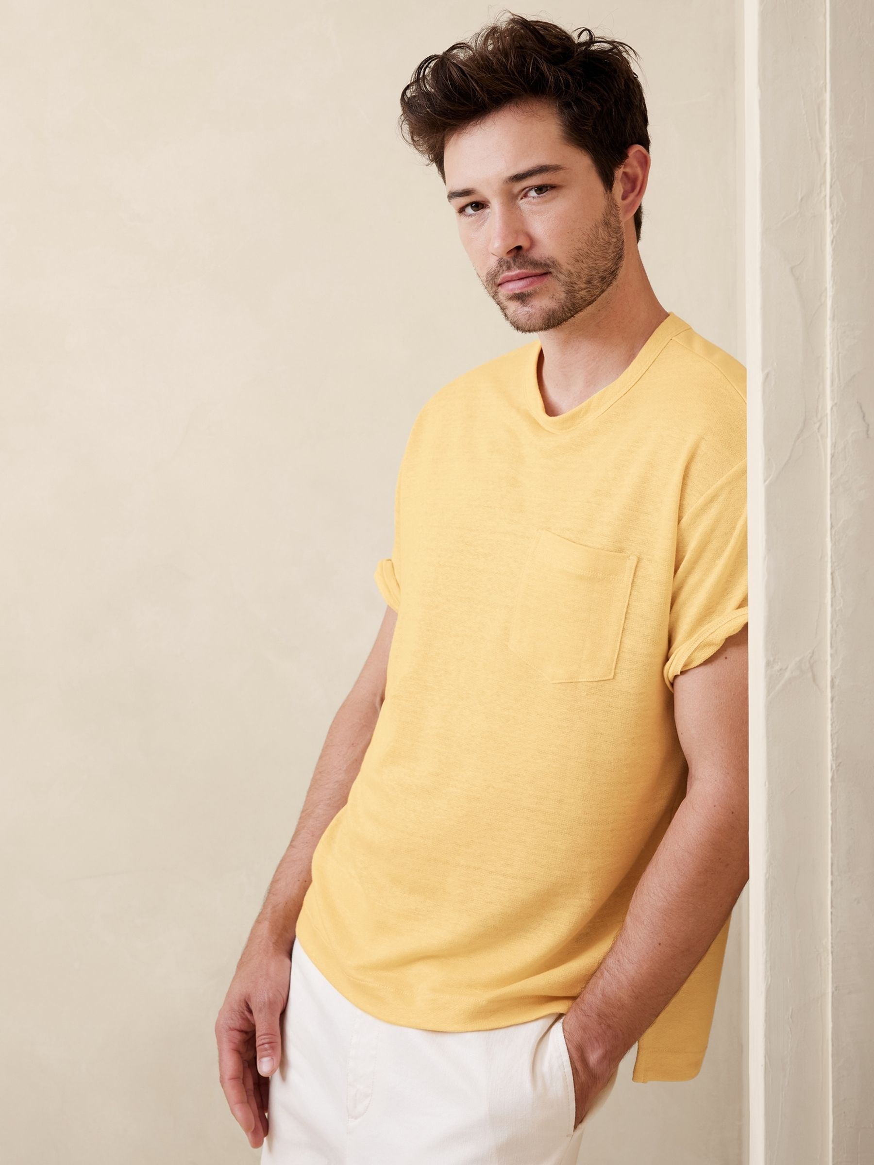 Banana Republic Golden Rattan Linen French Terry T-Shirt - Image 1 of 1