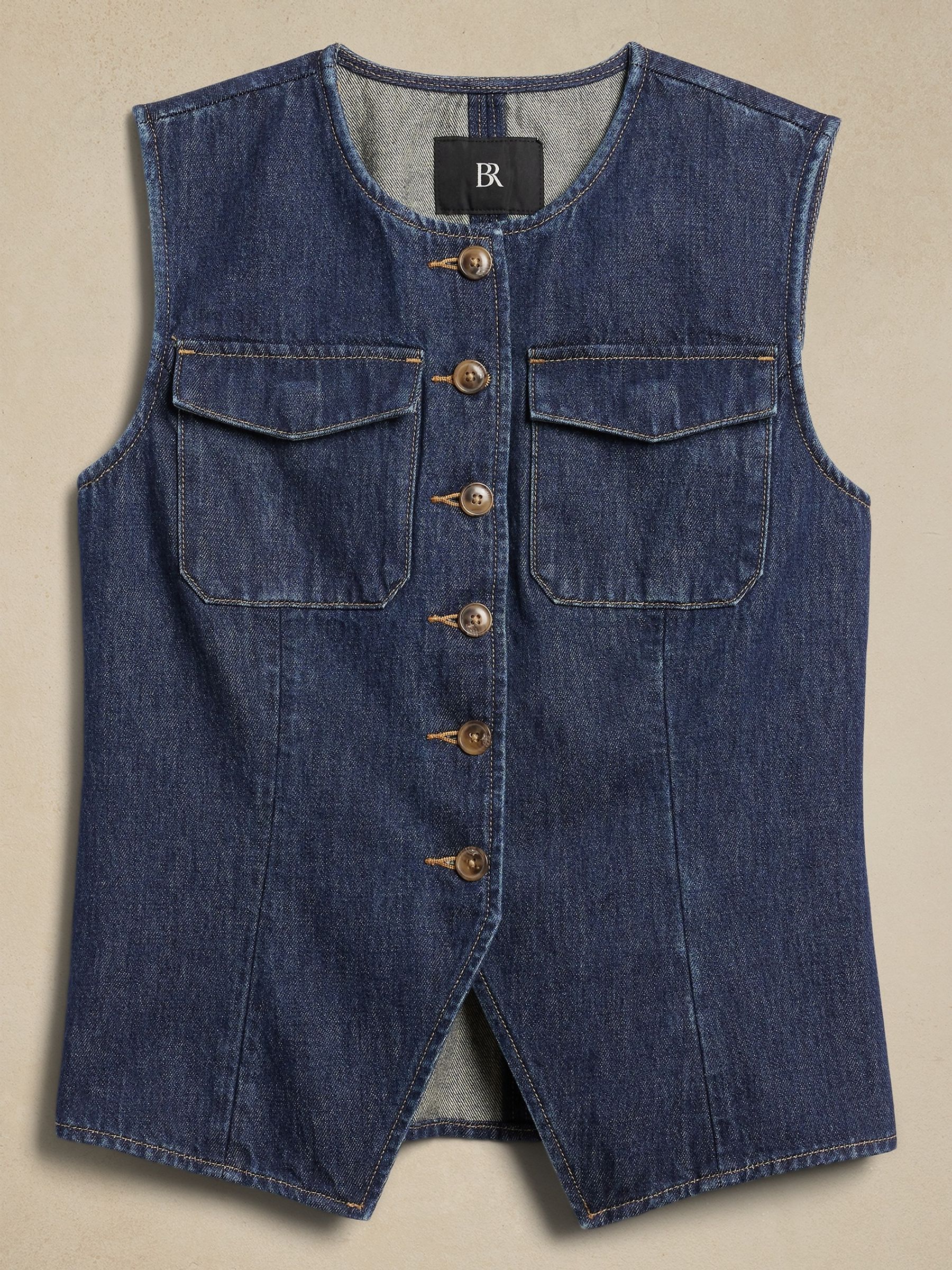 Banana Republic Blue Aria Italian Denim Waistcoat - Image 4 of 4