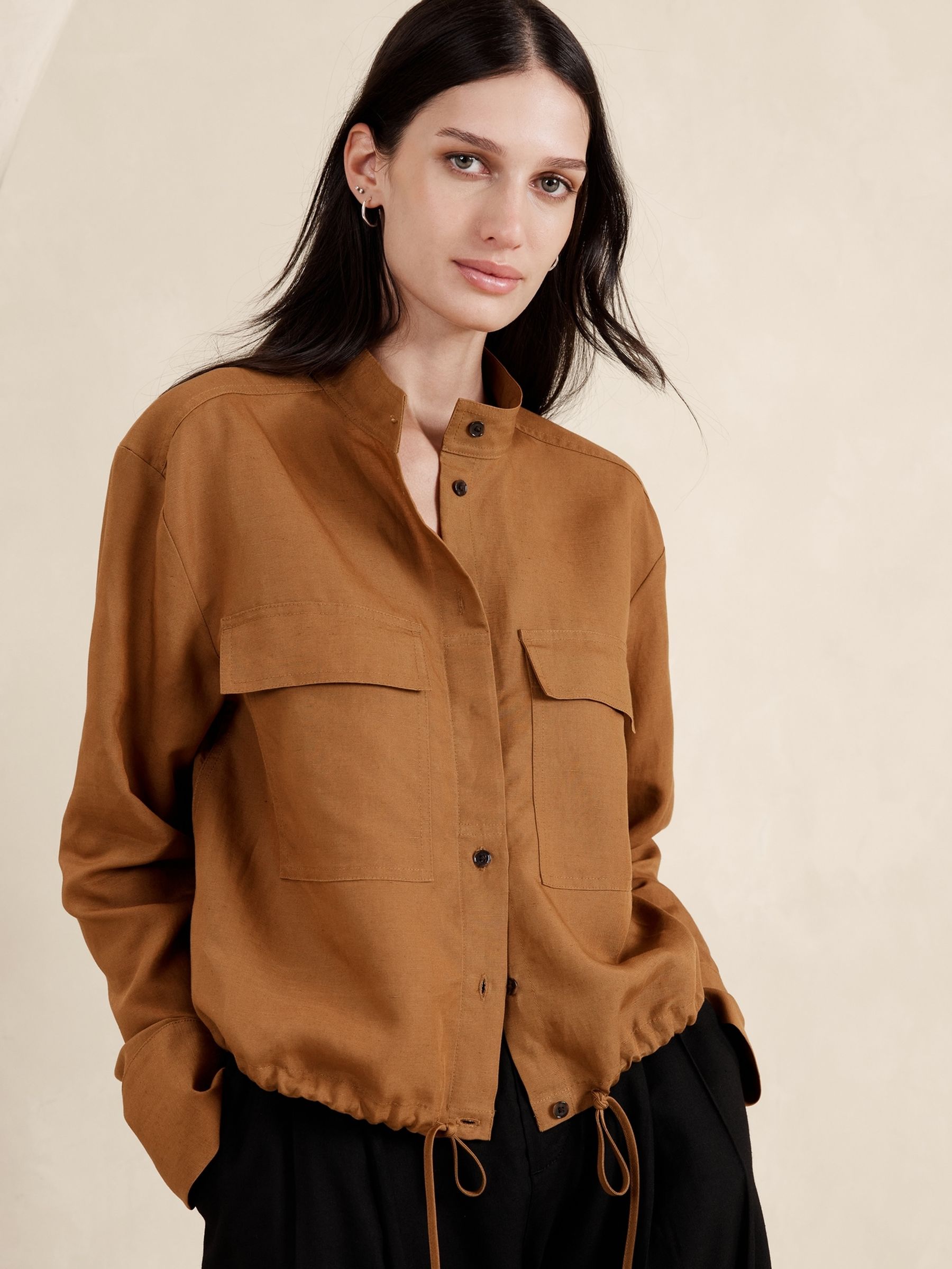 Banana Republic Brown Arcata Tencel-Linen Shirt - Image 1 of 1