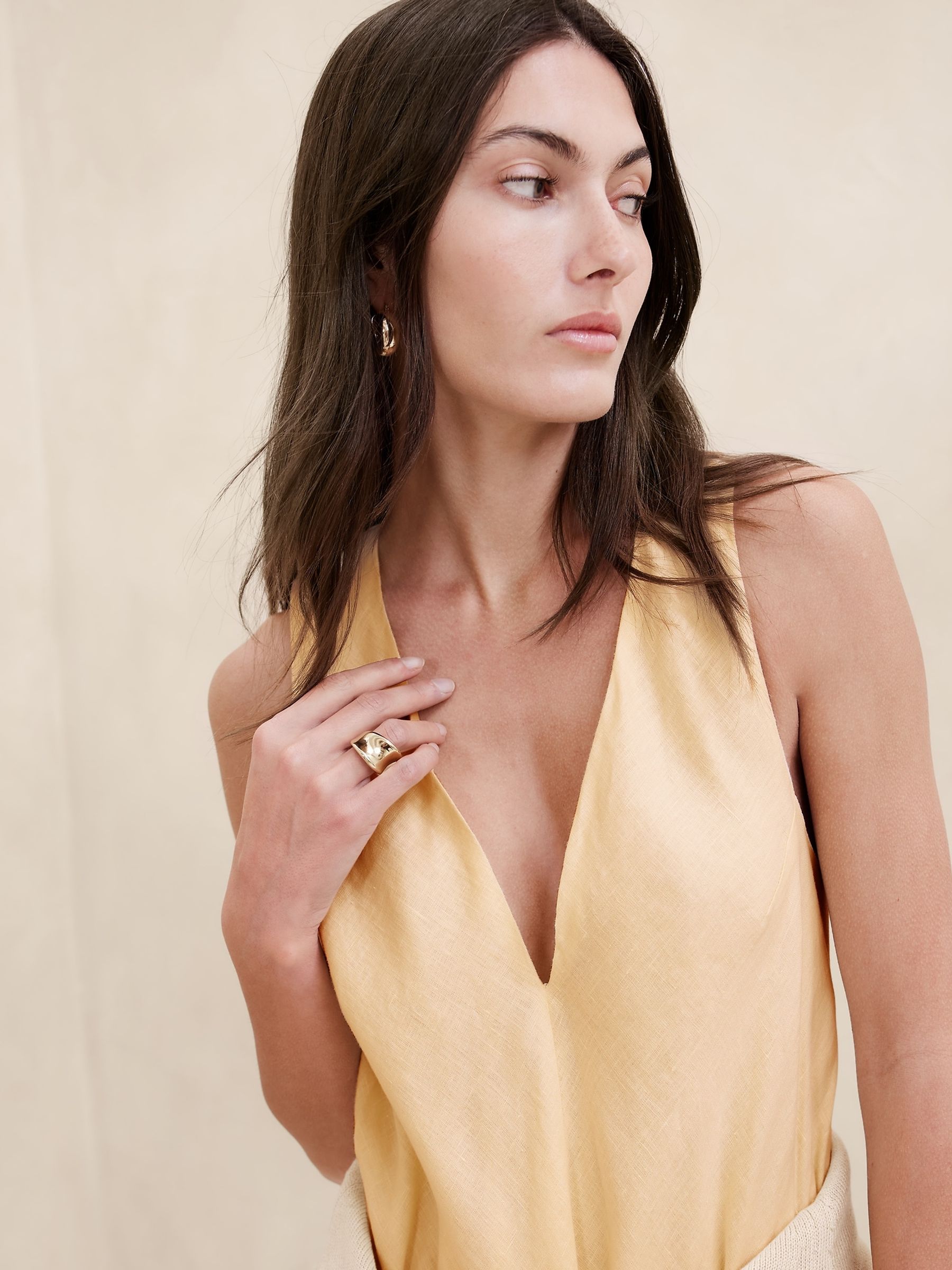Banana Republic Yellow Ava Linen Mini Dress - Image 4 of 5