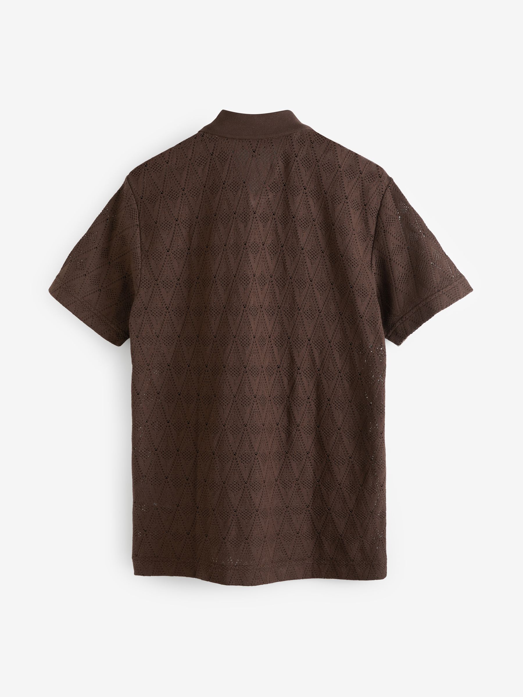 Banana Republic Brown Headlands Open-Knit Short Sleeve Polo Shirt - Image 3 of 4