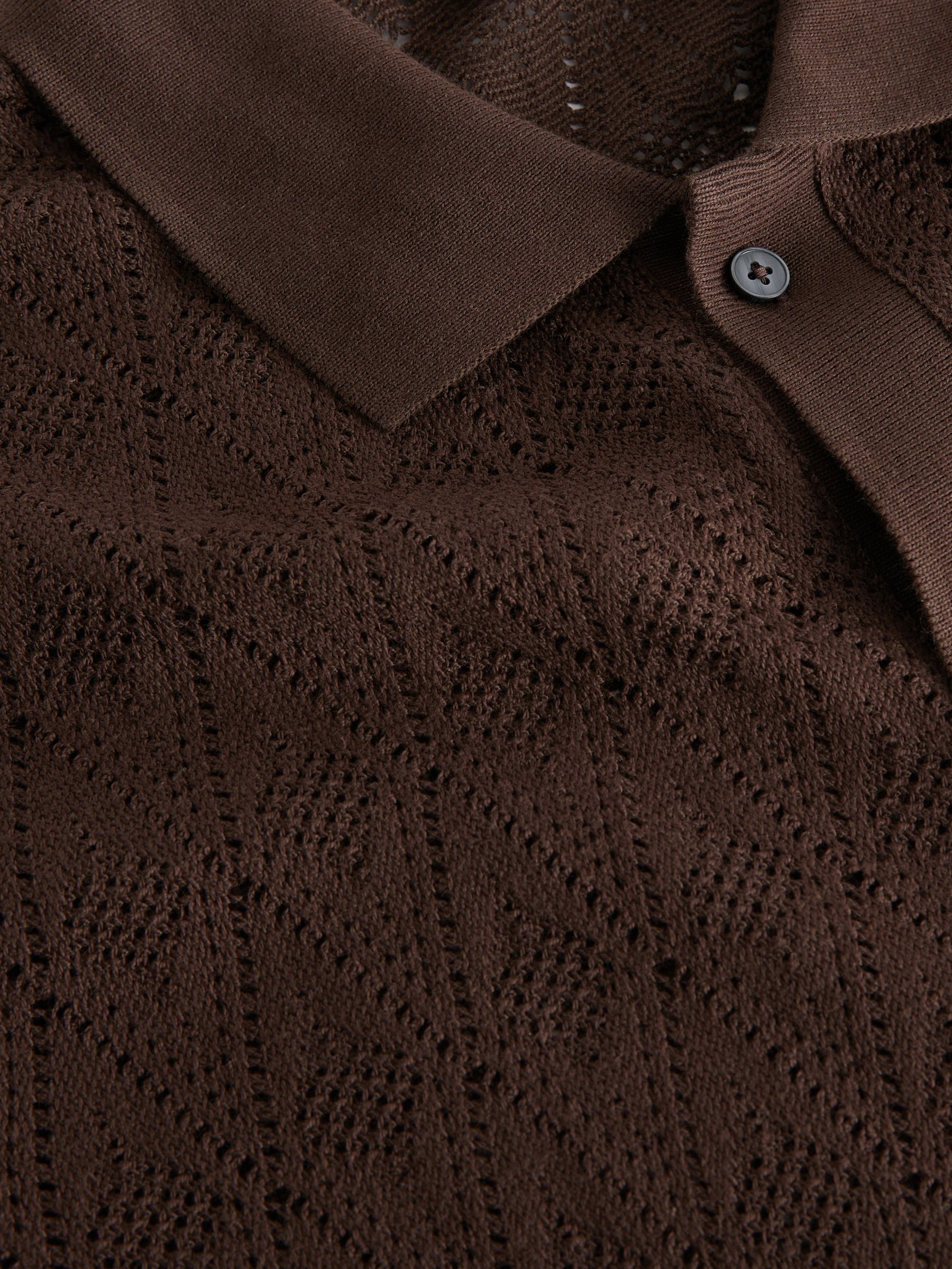 Banana Republic Brown Headlands Open-Knit Short Sleeve Polo Shirt - Image 4 of 4
