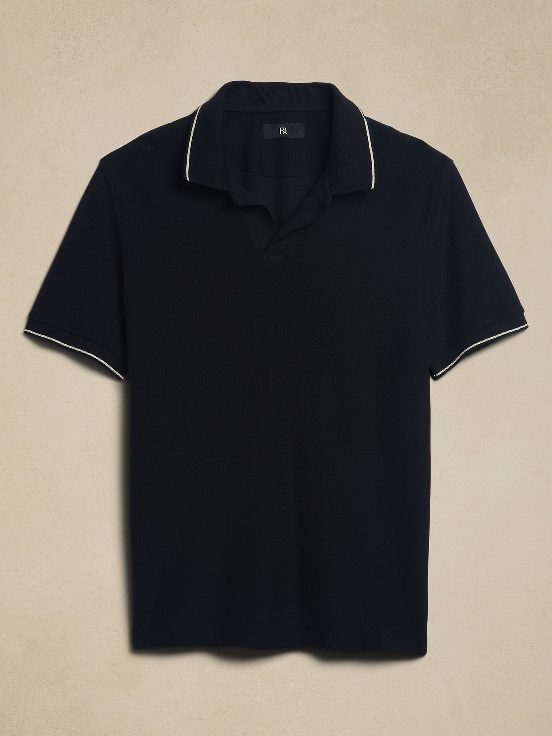 Banana Republic Black Laguna Jacquard Polo Shirt - Image 4 of 4