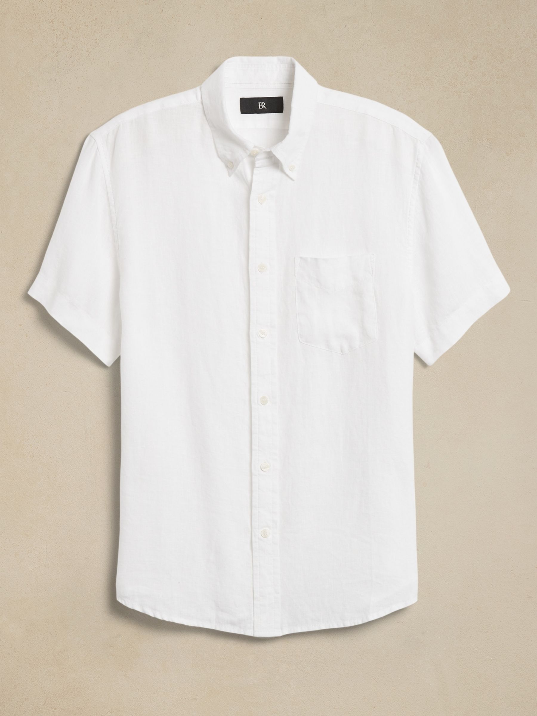 Banana Republic White 100% Linen Castelletto Short Sleeve Shirt - Image 2 of 2