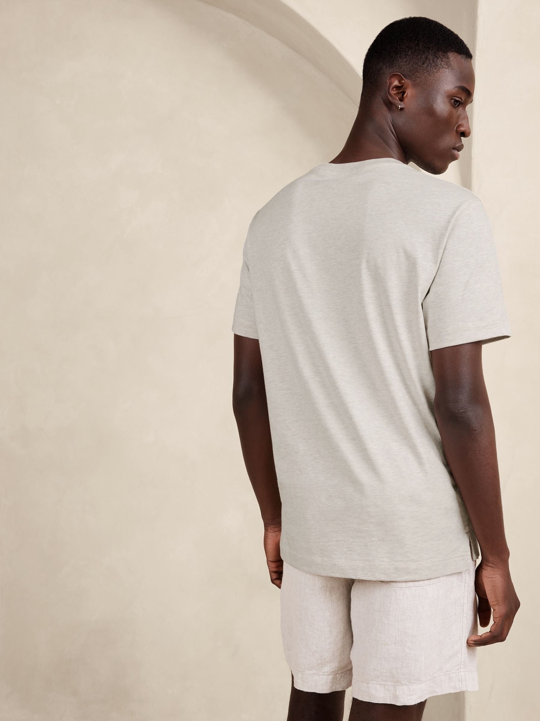 Banana Republic Beige Authentic SUPIMA Crew Neck T-Shirt - Image 1 of 4