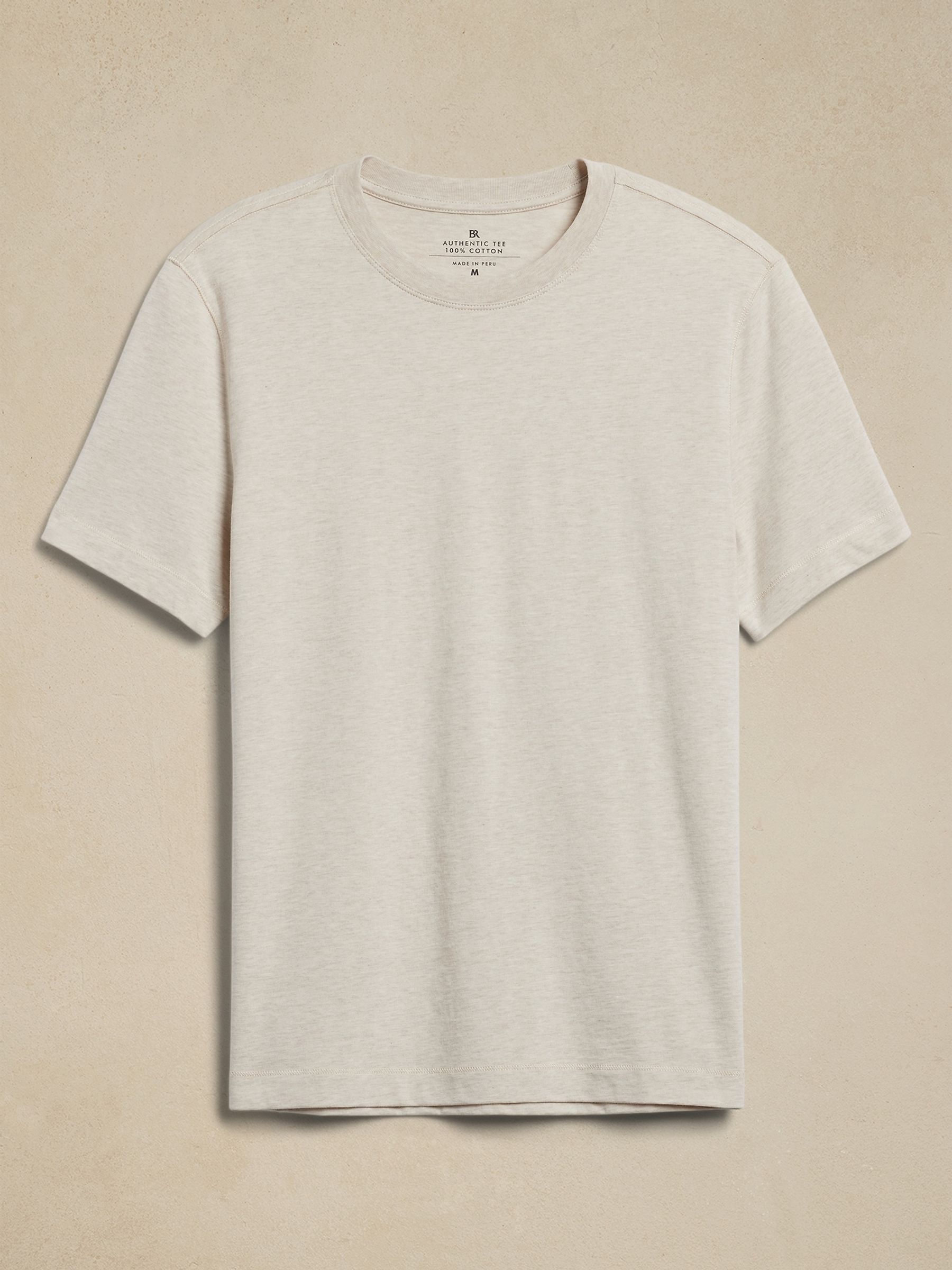 Banana Republic Beige Authentic SUPIMA Crew Neck T-Shirt - Image 4 of 4