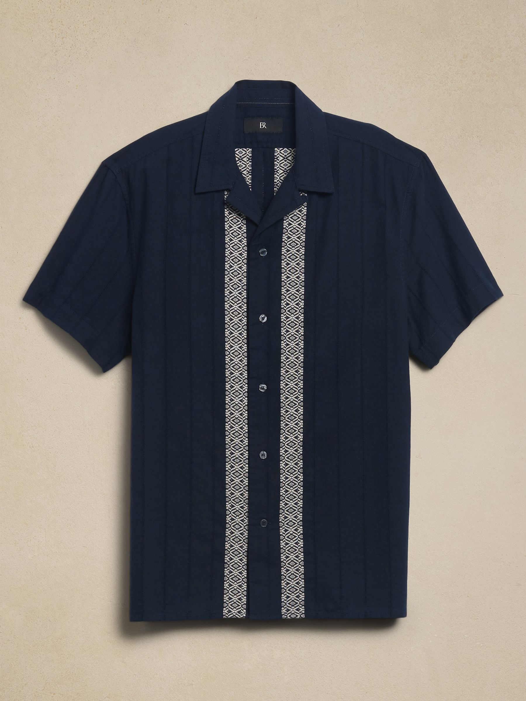 Banana Republic Navy/Blue Summerland Jacquard Resort Shirt - Image 4 of 4