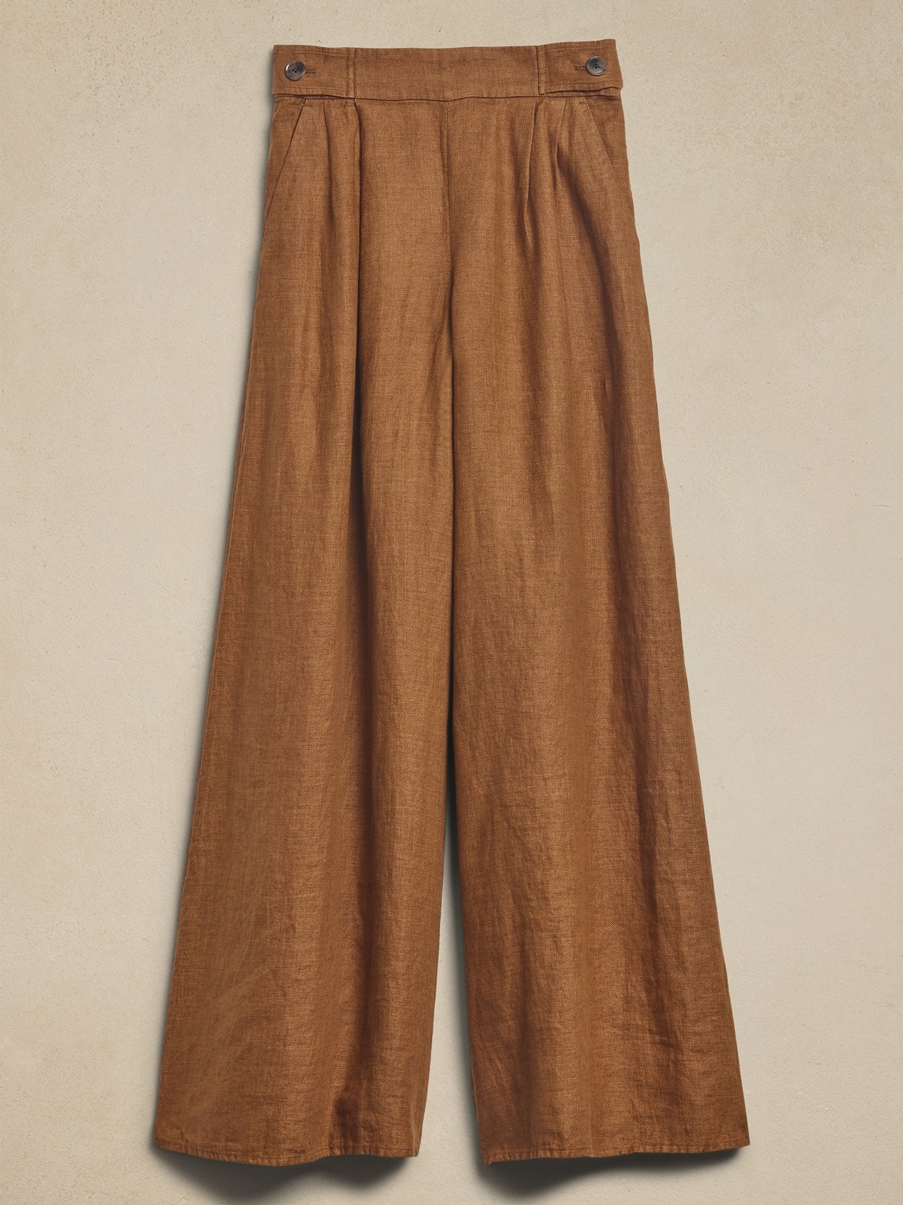 Banana Republic Brown Lina Linen Wide-Leg Trousers - Image 4 of 4