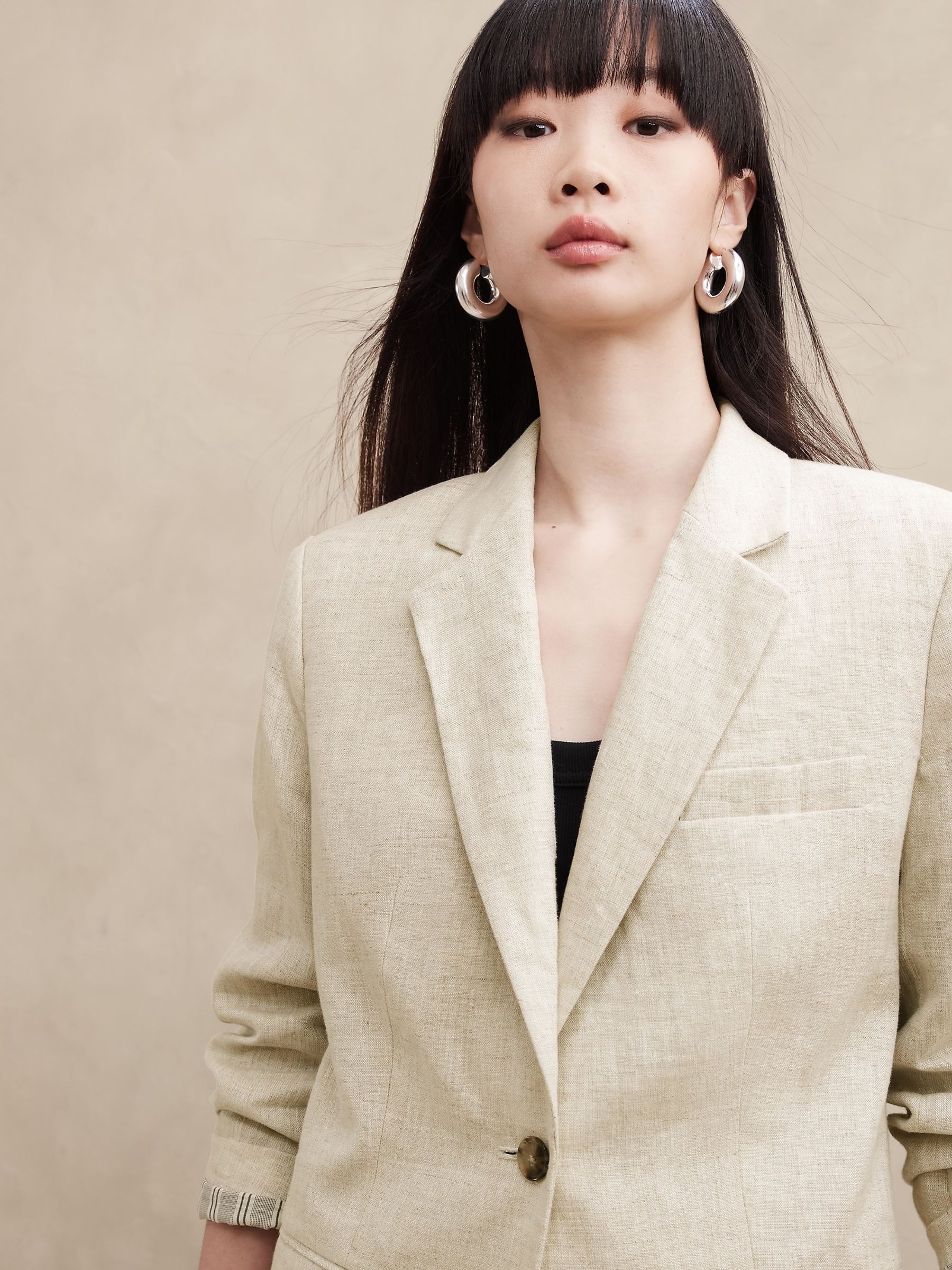 Banana Republic Beige Lina Relaxed Linen Blazer - Image 3 of 4