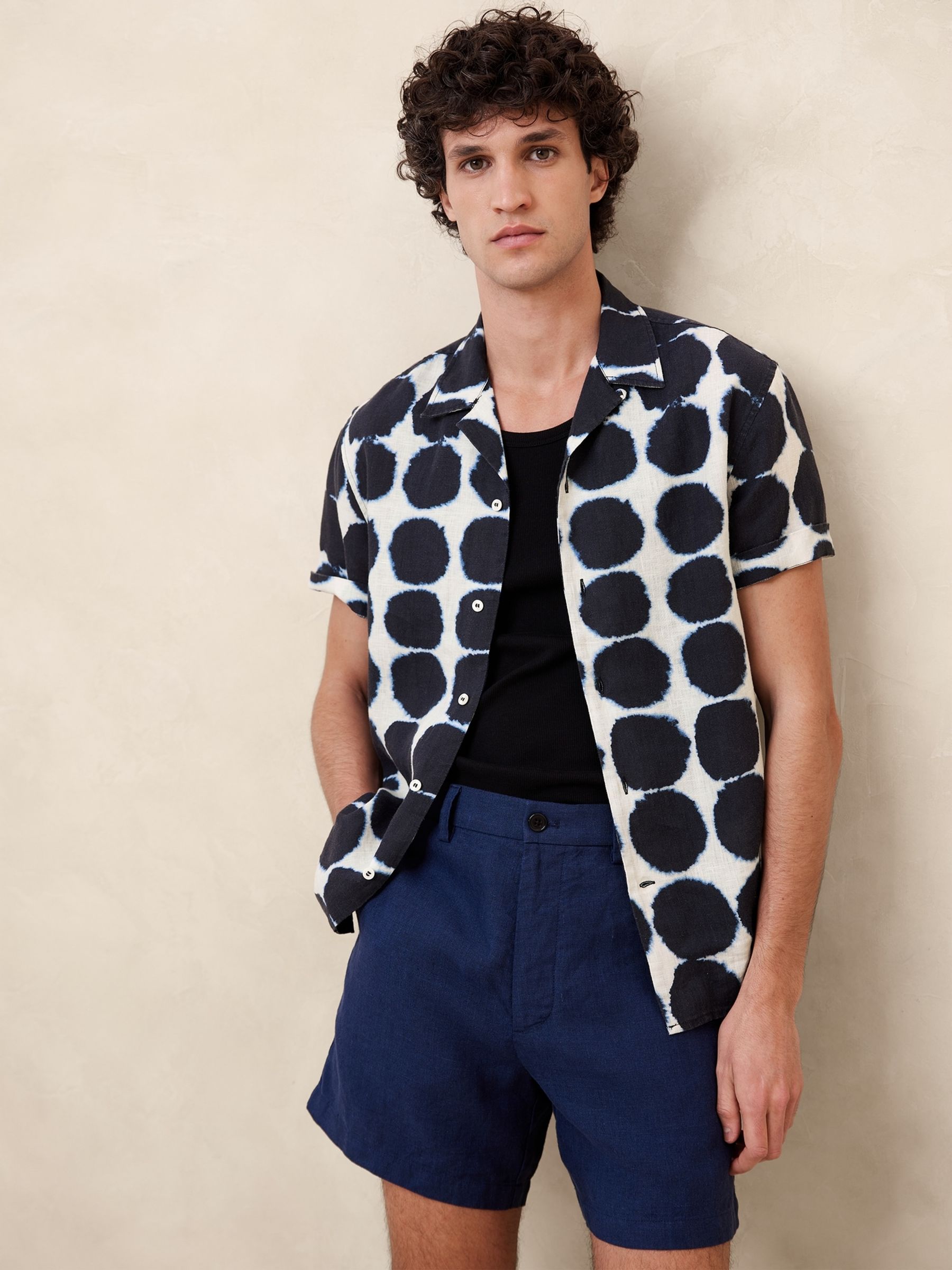 Banana Republic Blue Castelleto Linen Resort Shirt - Image 1 of 1