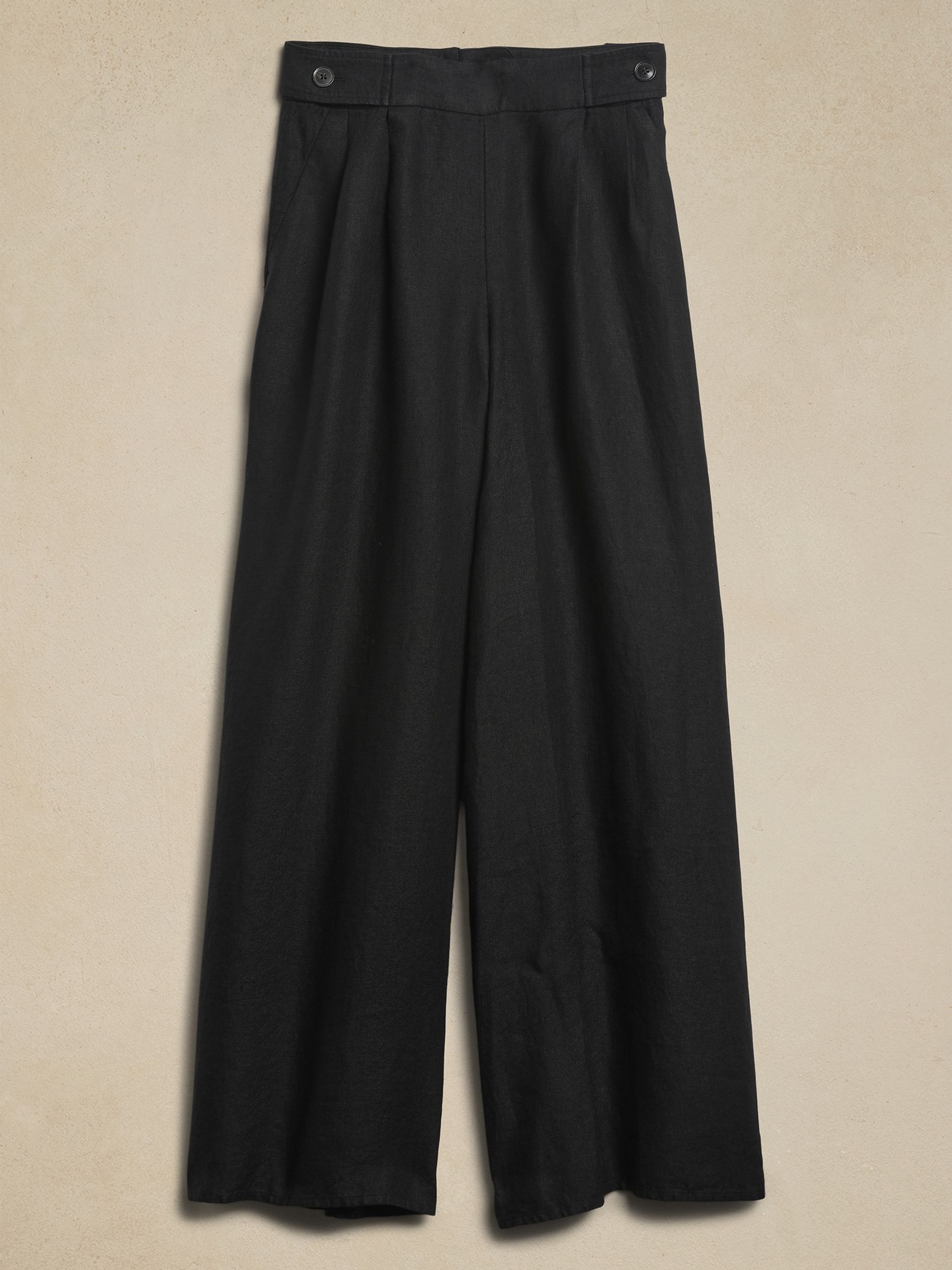 Banana Republic Black Lina Linen Wide Leg Trousers - Image 4 of 4