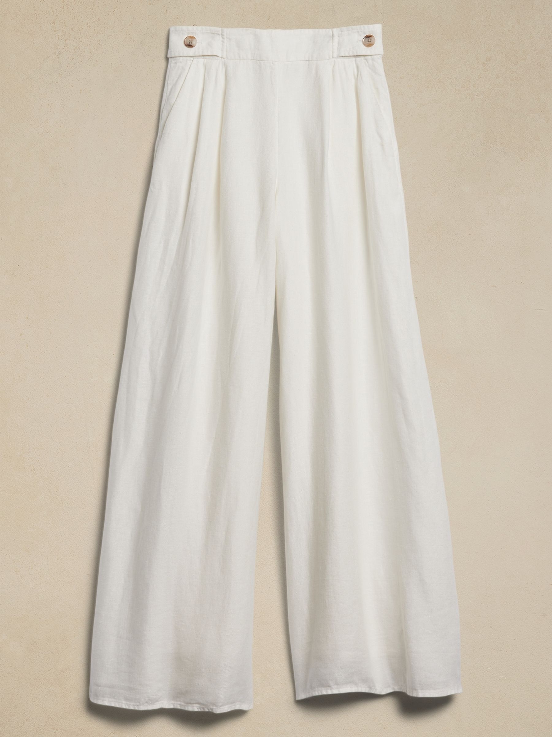 Banana Republic White Lina Linen Wide Leg Trousers - Image 4 of 4
